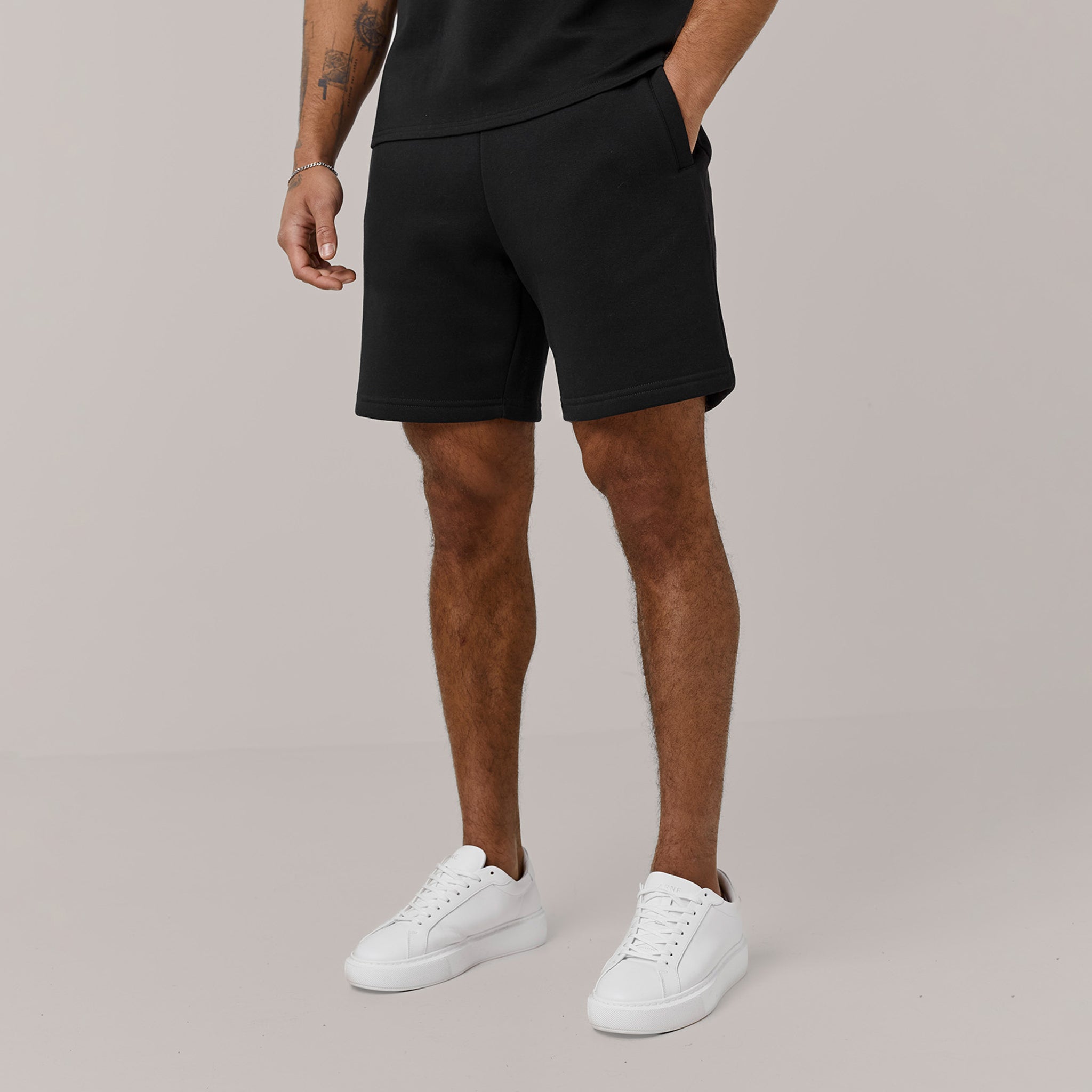Men's Black Fleece Core Shorts Henri. Marc & Co Front View