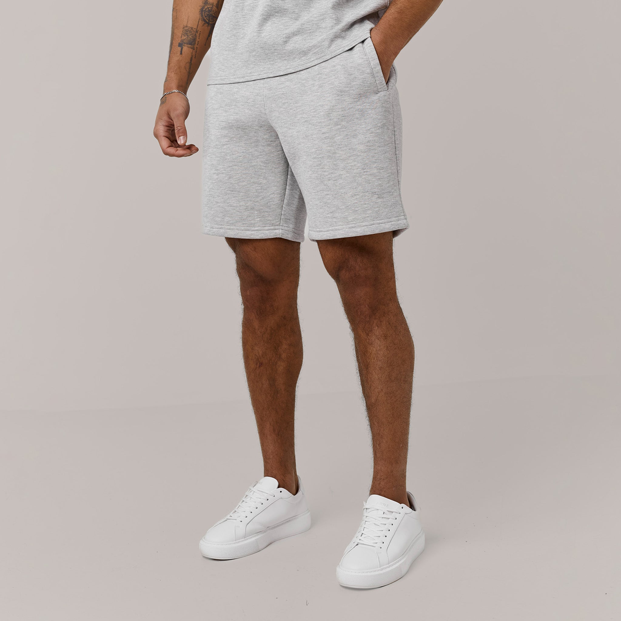 Men's Grey Marl Fleece Core Shorts Henri. Marc & Co Front View