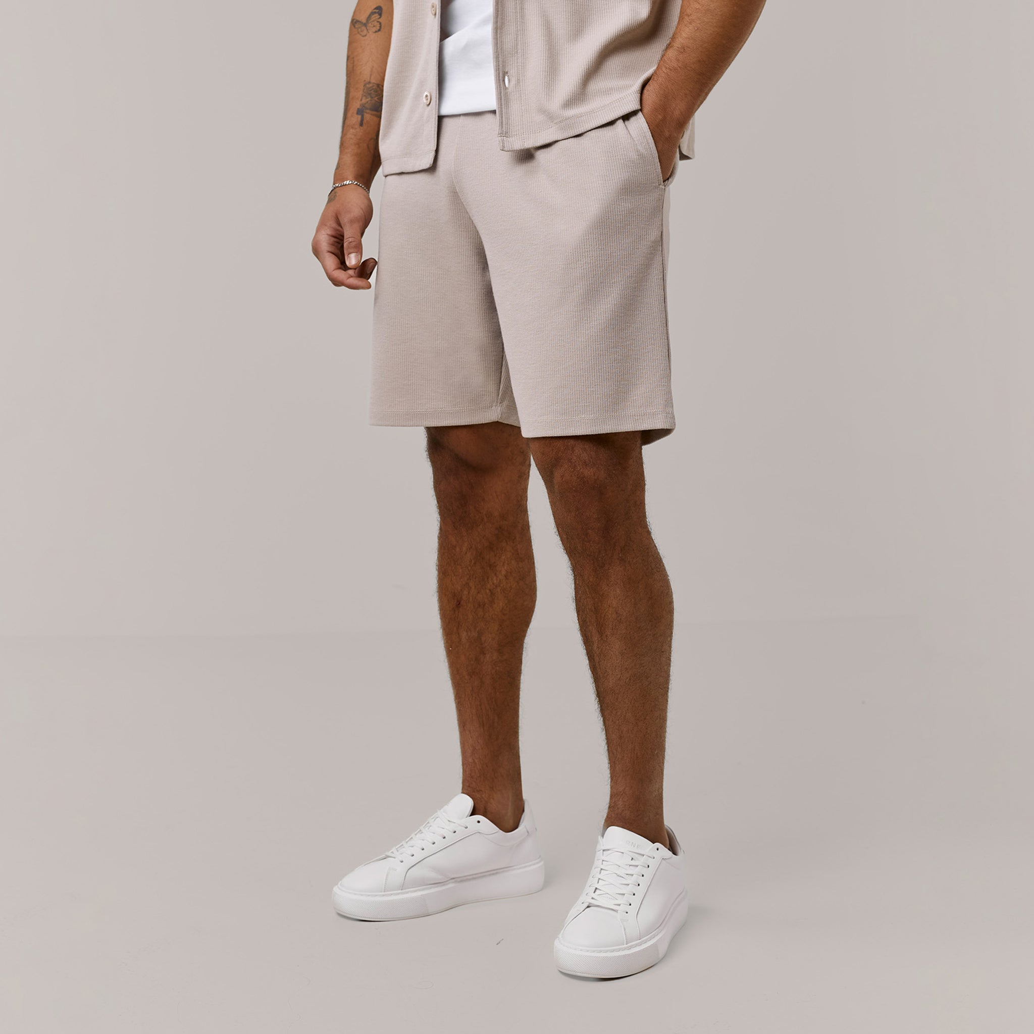 Men's Stone Knit Shorts Henri. Marc & Co Front View