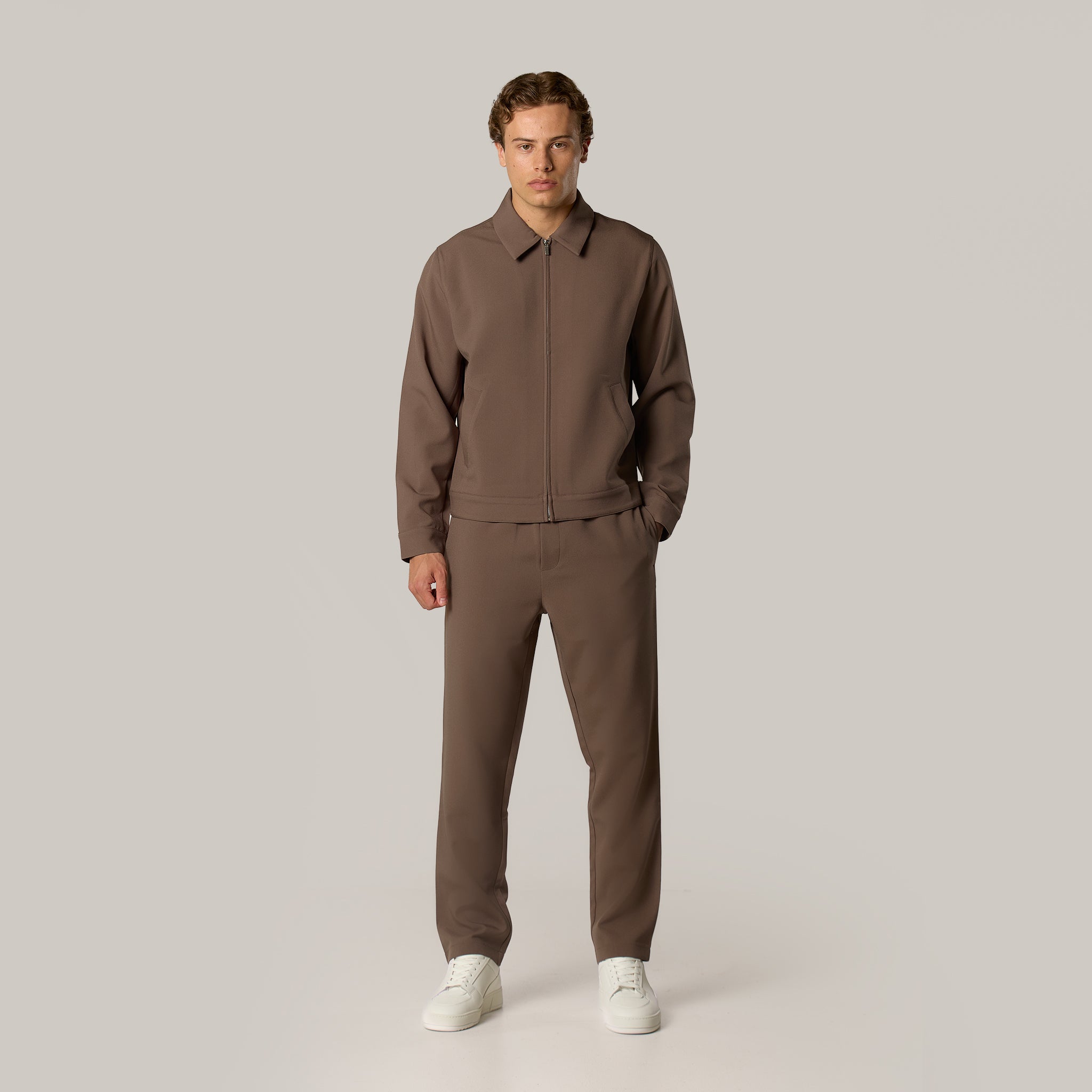 Tailored Zip Up Jacket | Taupe