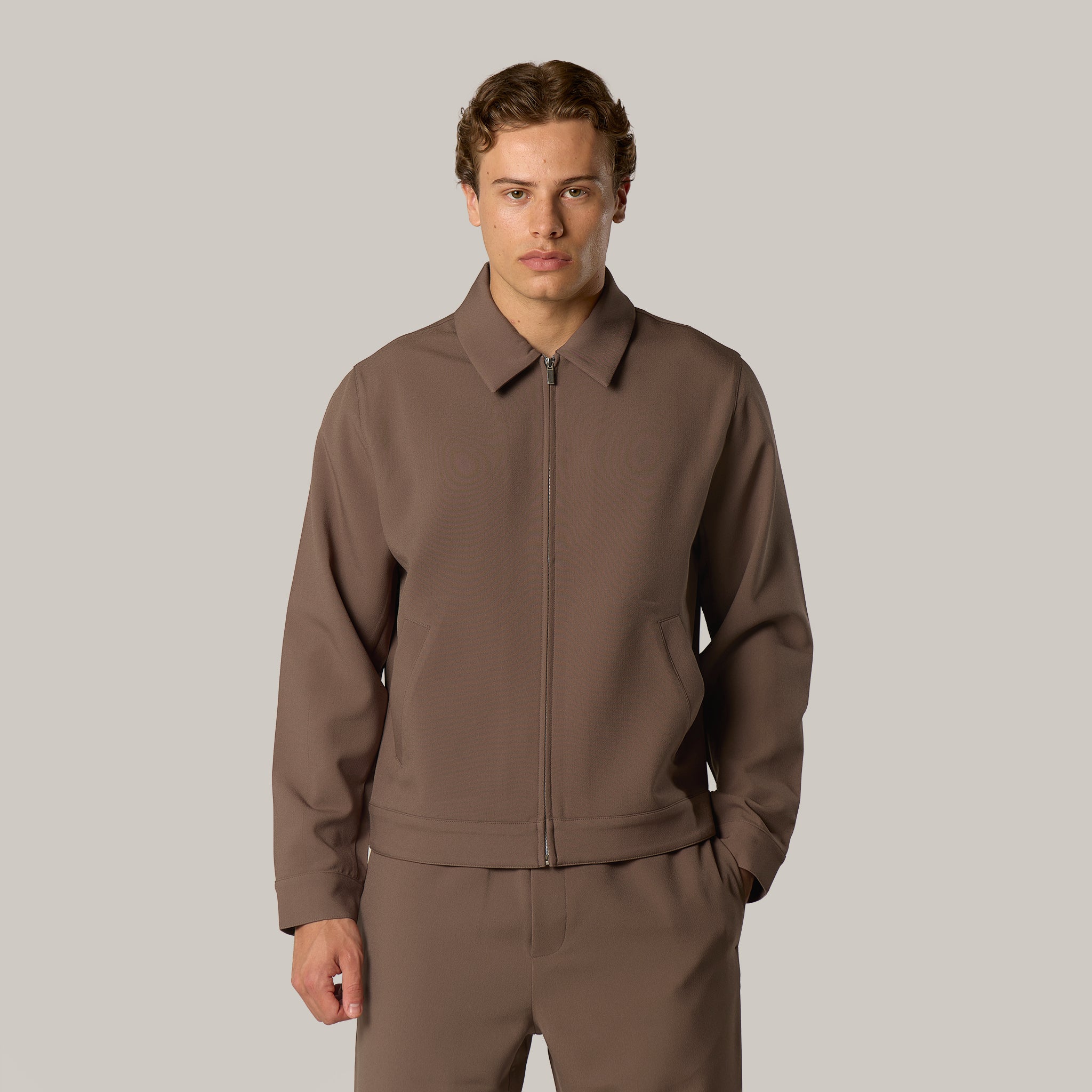 Tailored Full Zip Set | Brown