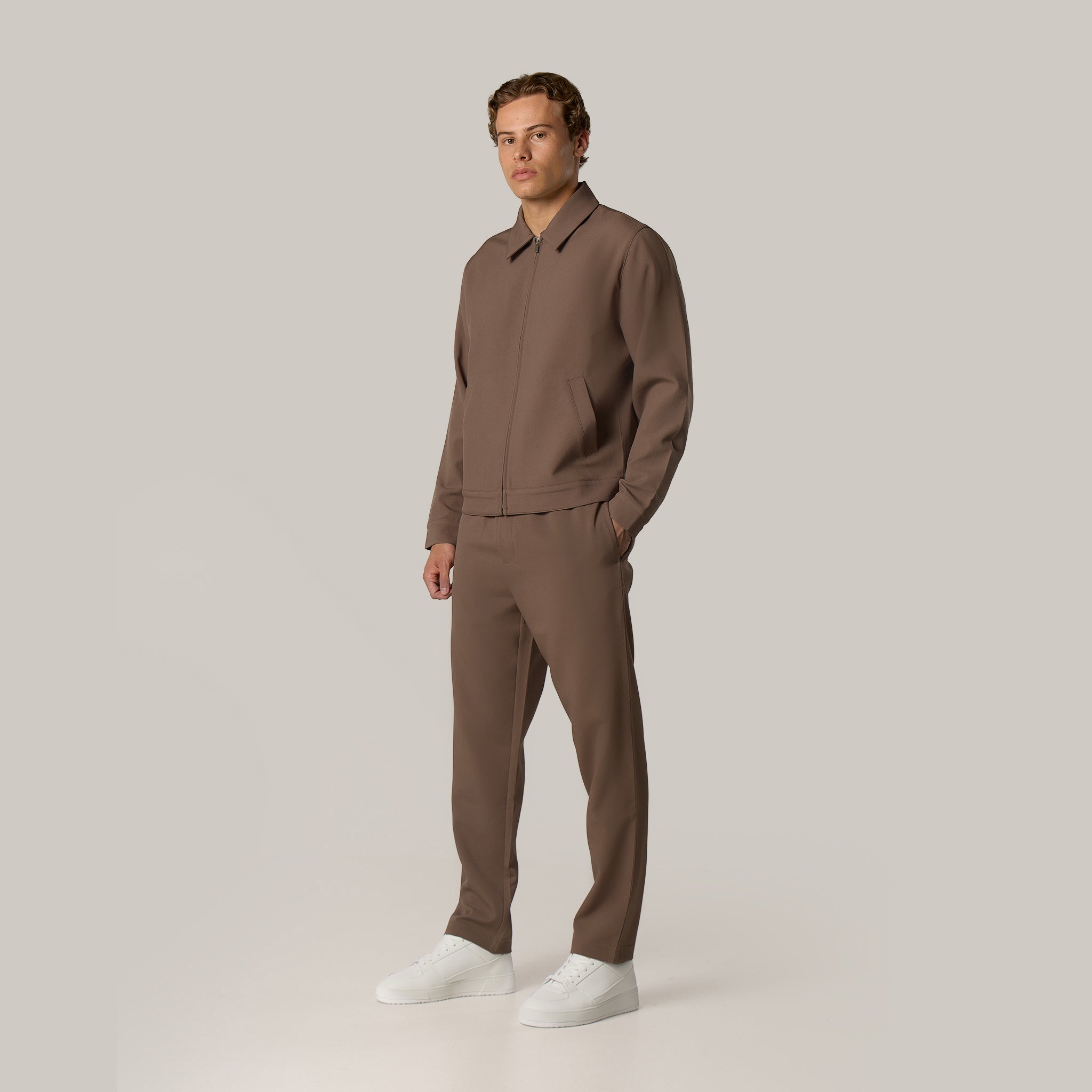 Tailored Full Zip Set | Brown