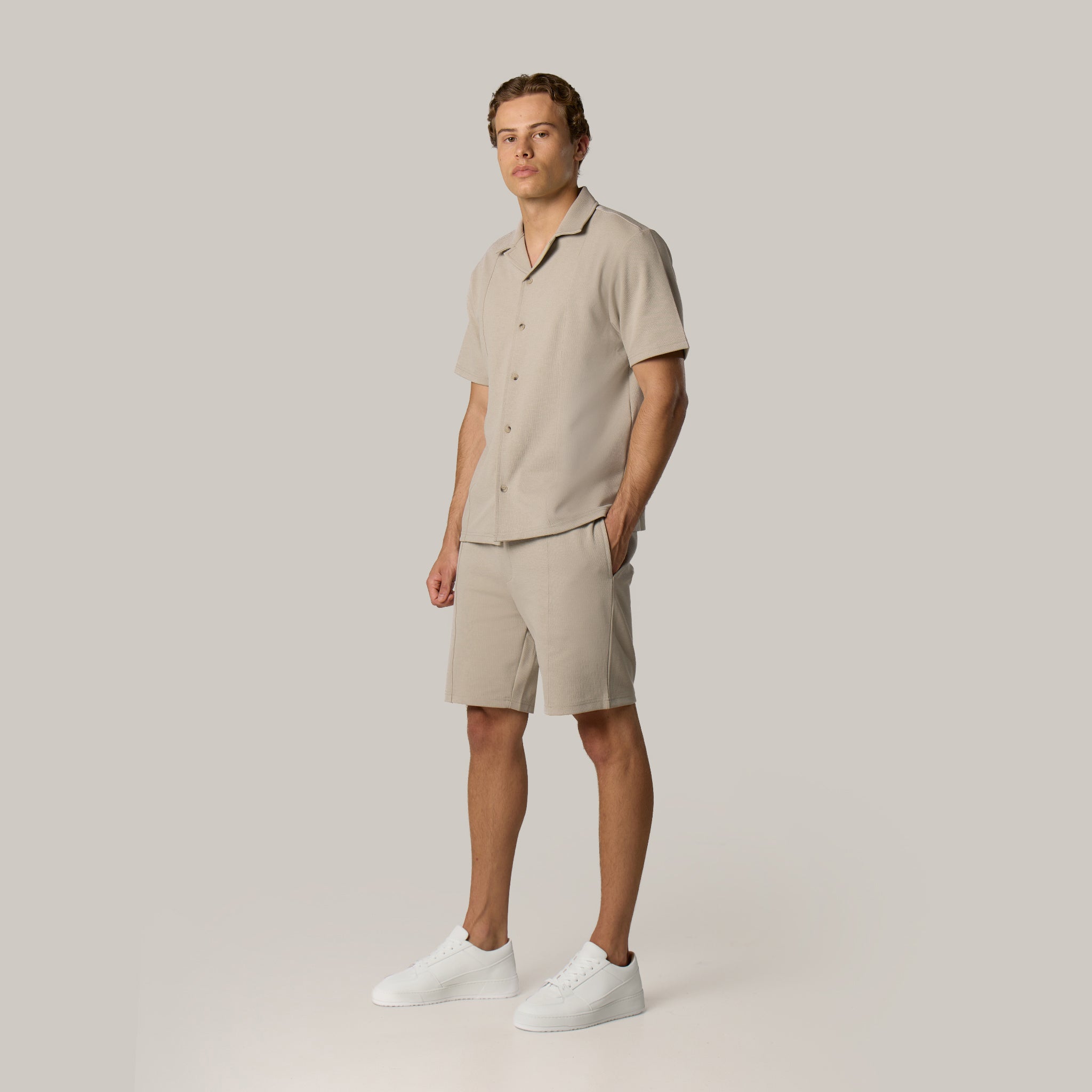 Premium Pique Revere Shirt | Stone