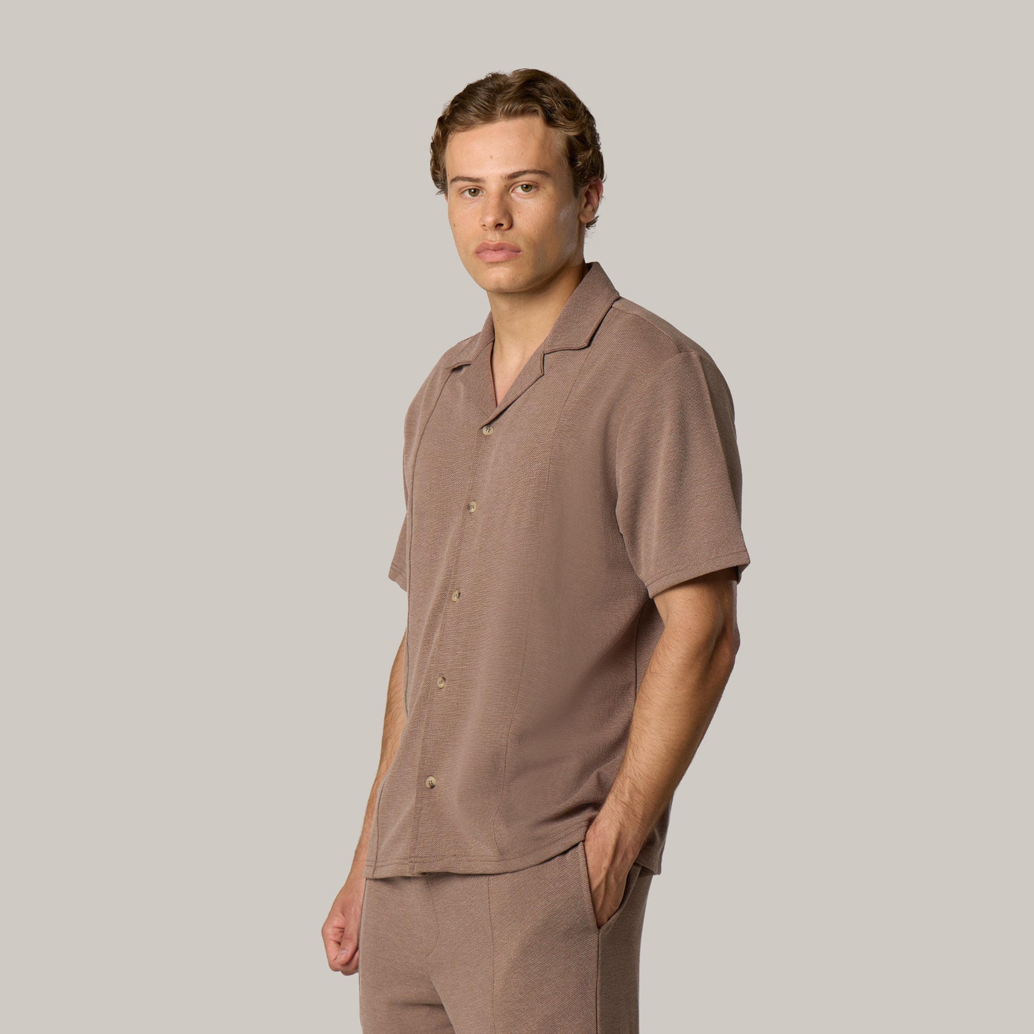 Premium Pique Revere Shirt | Warm Brown