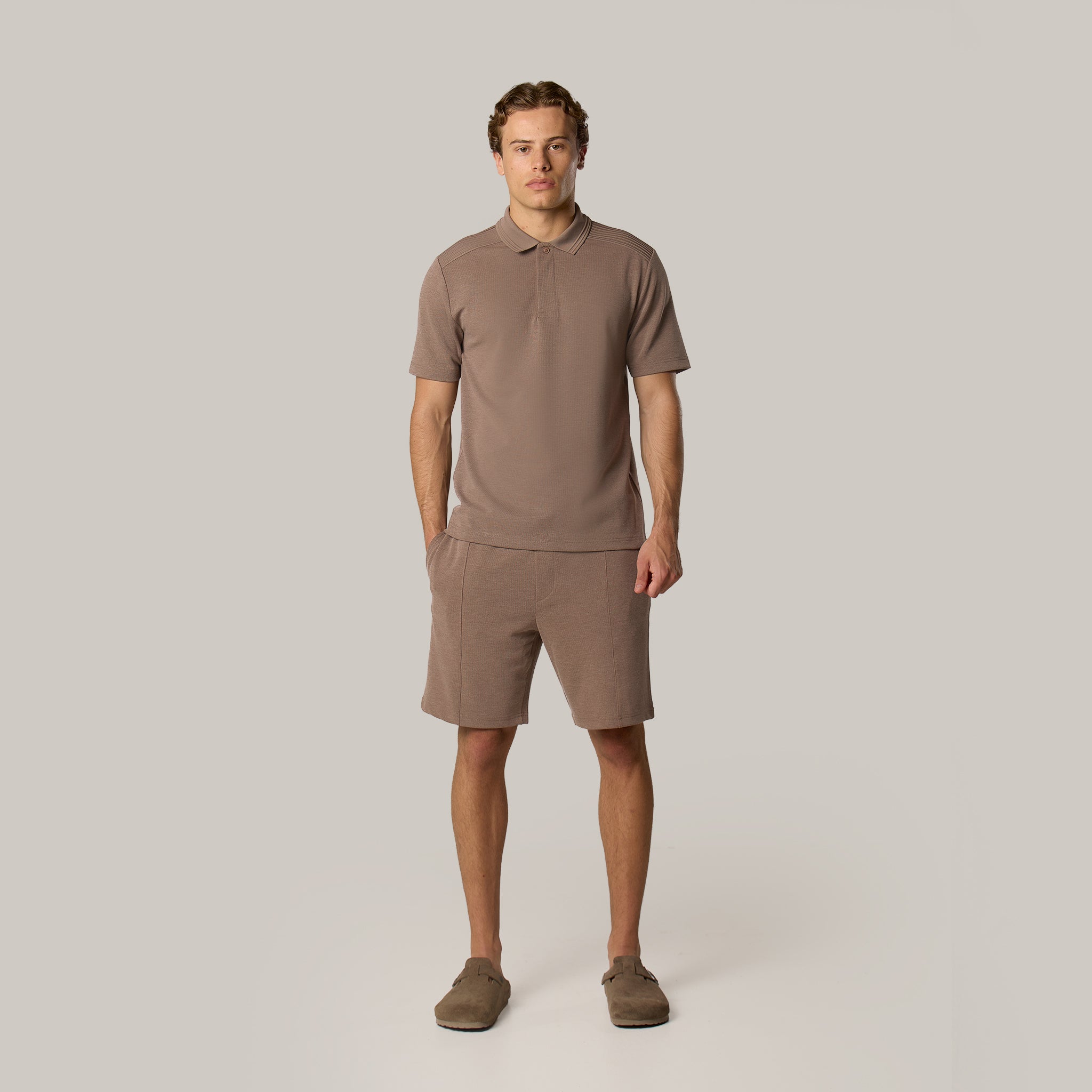 Premium Pique Polo Twinset | Warm Brown