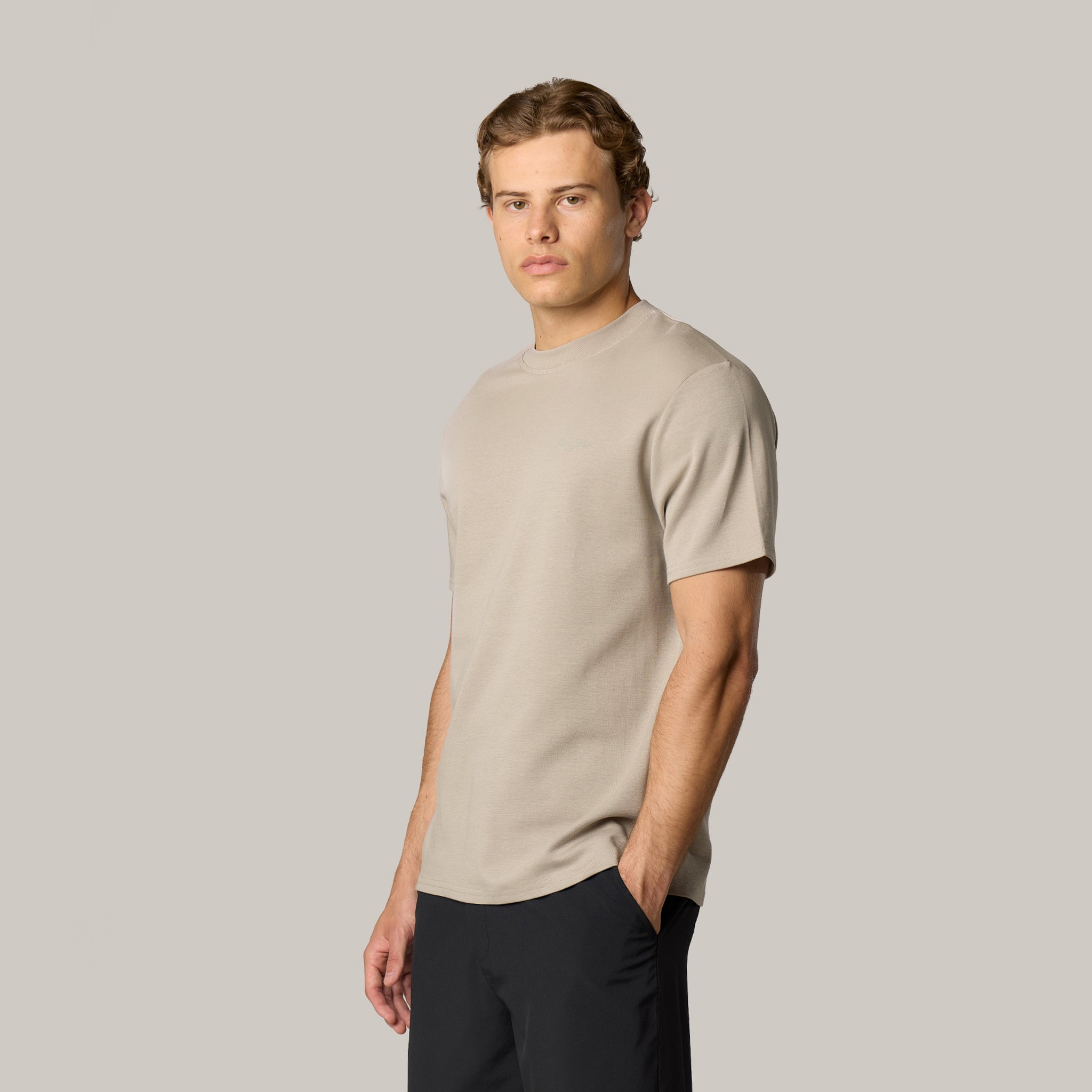 Stacked Script T-Shirt | Stone