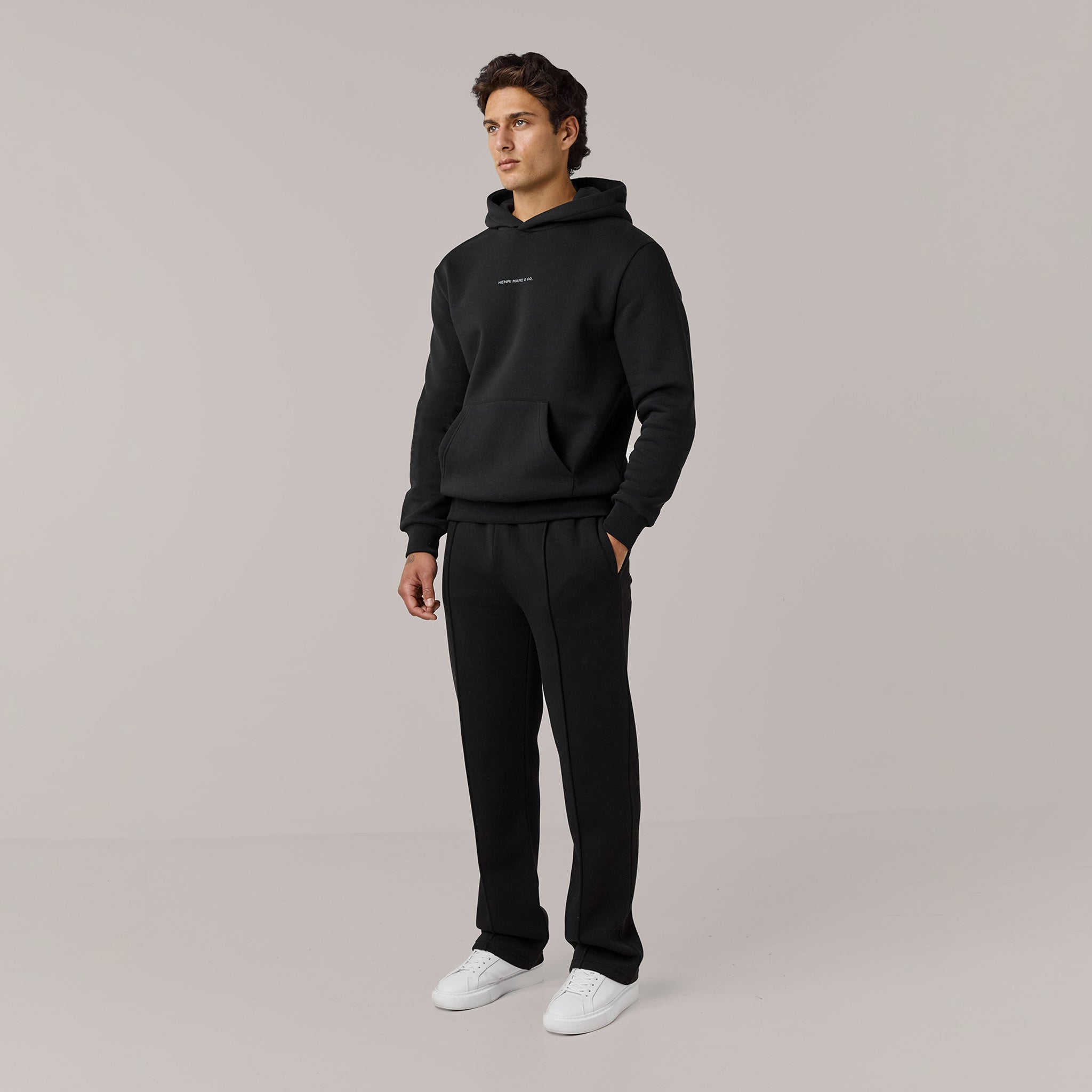 Men's  Black Fleece Core Logo Pleated Tracksuit  Henri. Marc & Co  Front View