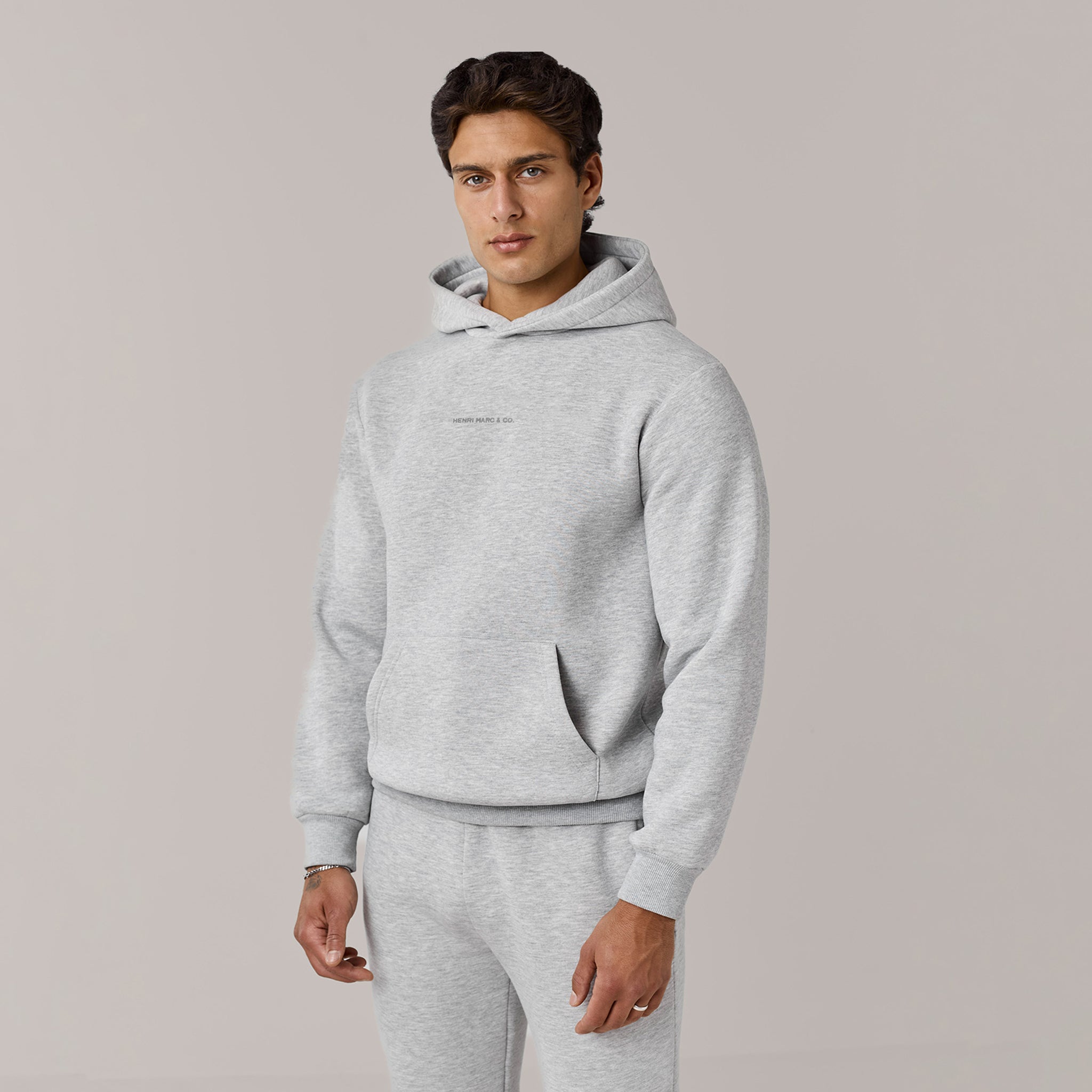 Core Logo Open Hem Tracksuit | Grey Marl