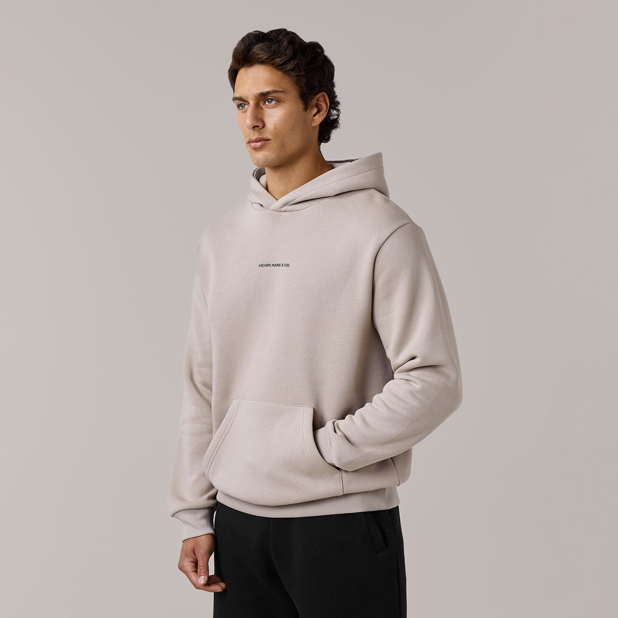 Men's Stone Core Logo Hoodie Henri. Marc & Co  Front View