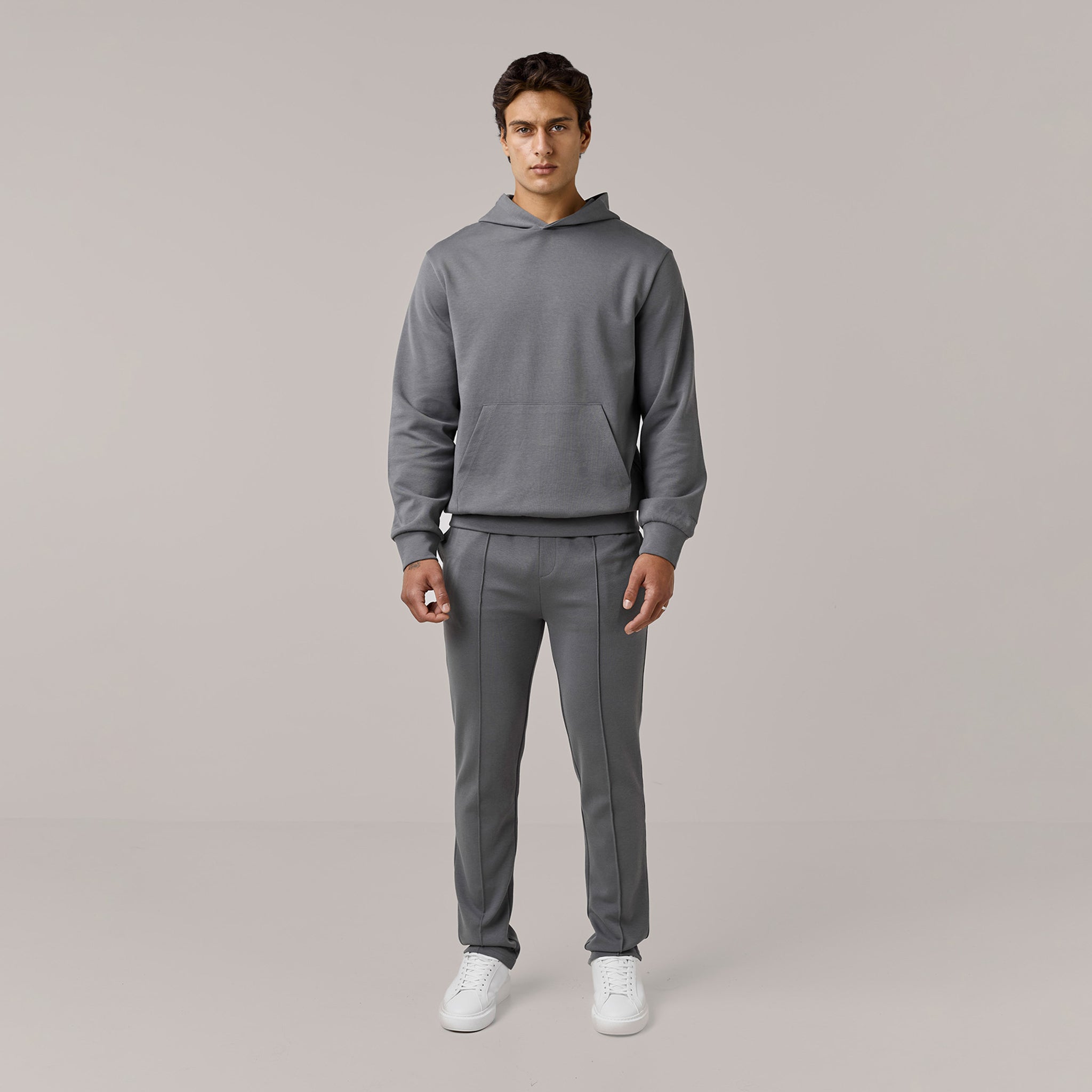 Men's  Charcoal Fleece Interlock Tracksuit  Henri. Marc & Co  Front View