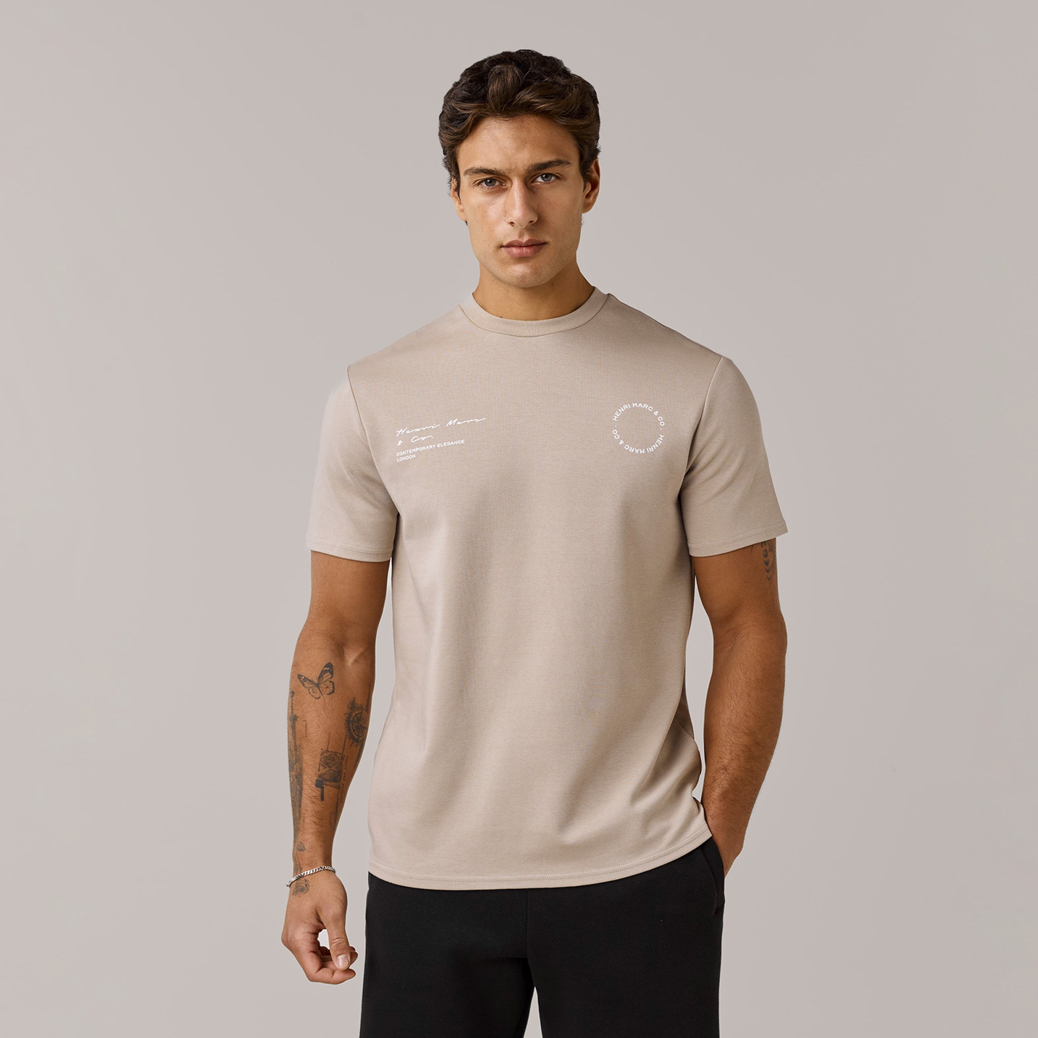 Premium Circle Icon Twinset | Stone/Black