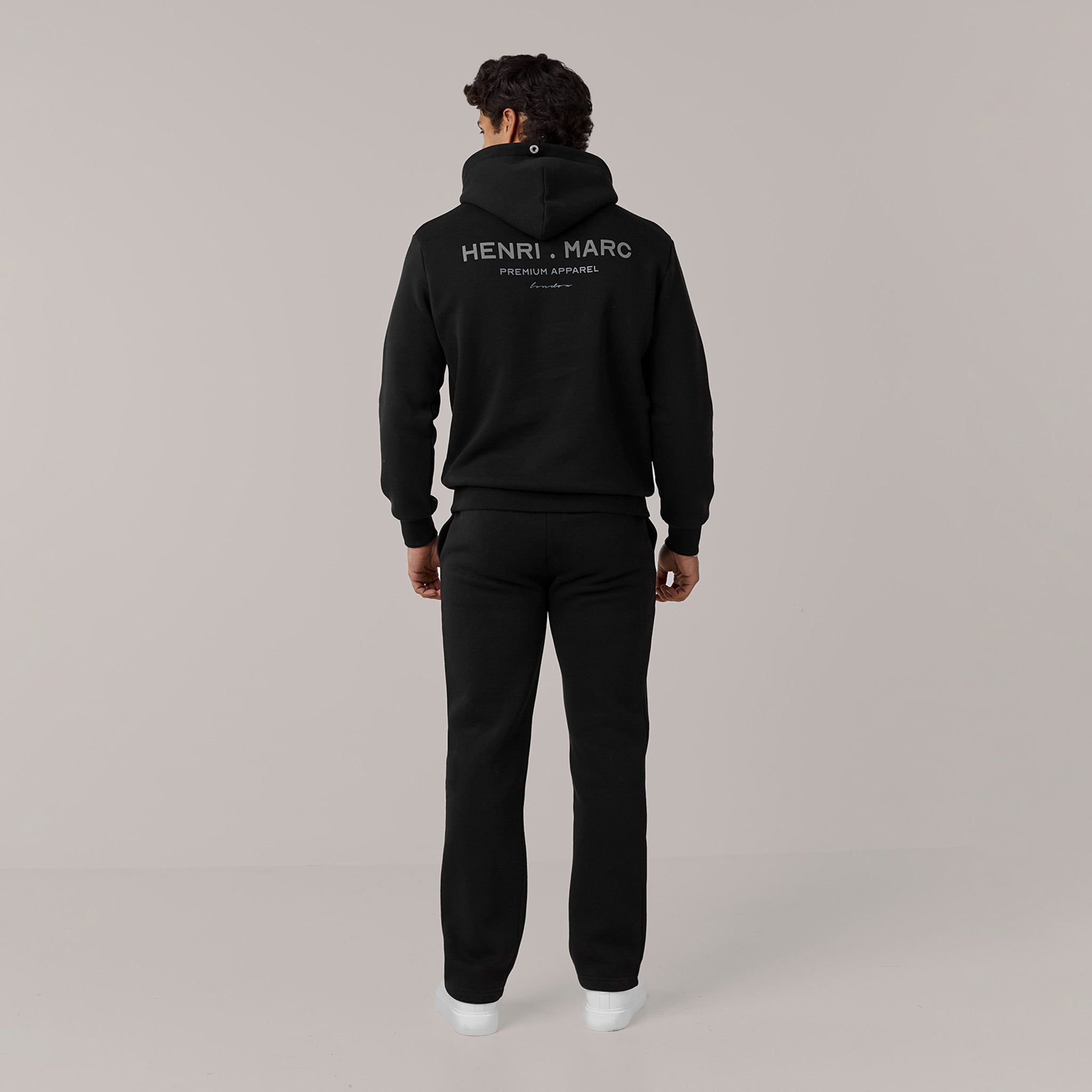 Men's  Black Fleece Logo Open Hem Tracksuit  Henri. Marc & Co  Front View
