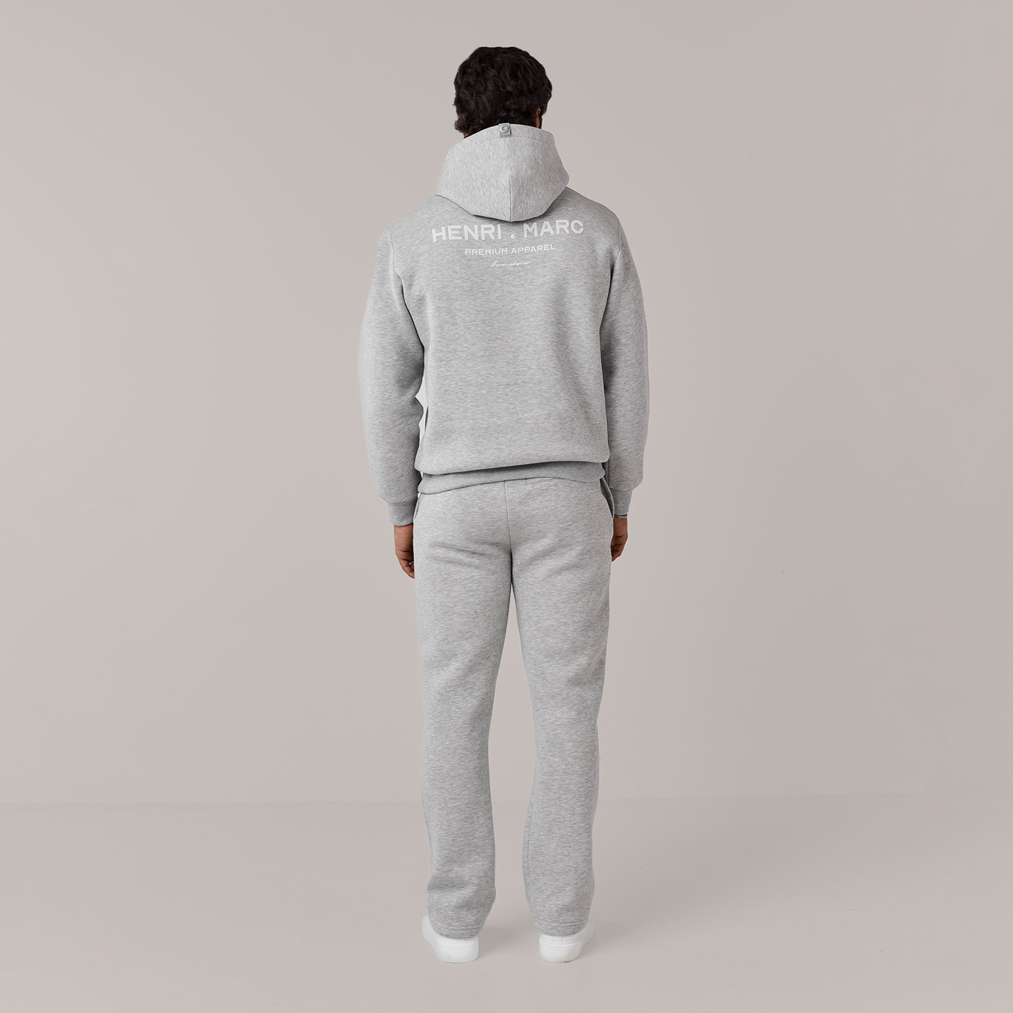 Men's  Grey Marl Fleece Logo Open Hem Tracksuit  Henri. Marc & Co  Front View