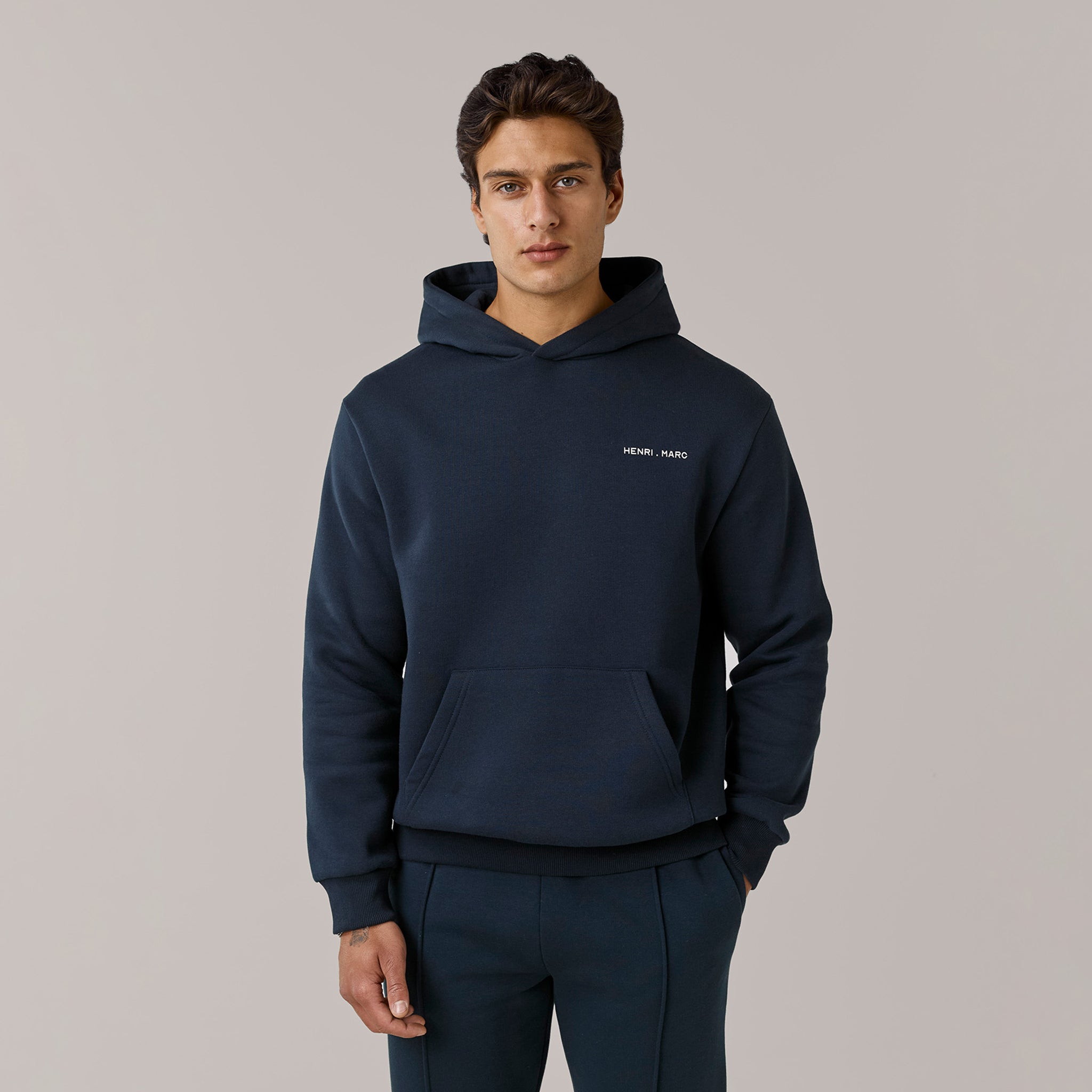 Men's Navy Logo Hoodie Henri. Marc & Co  Front View