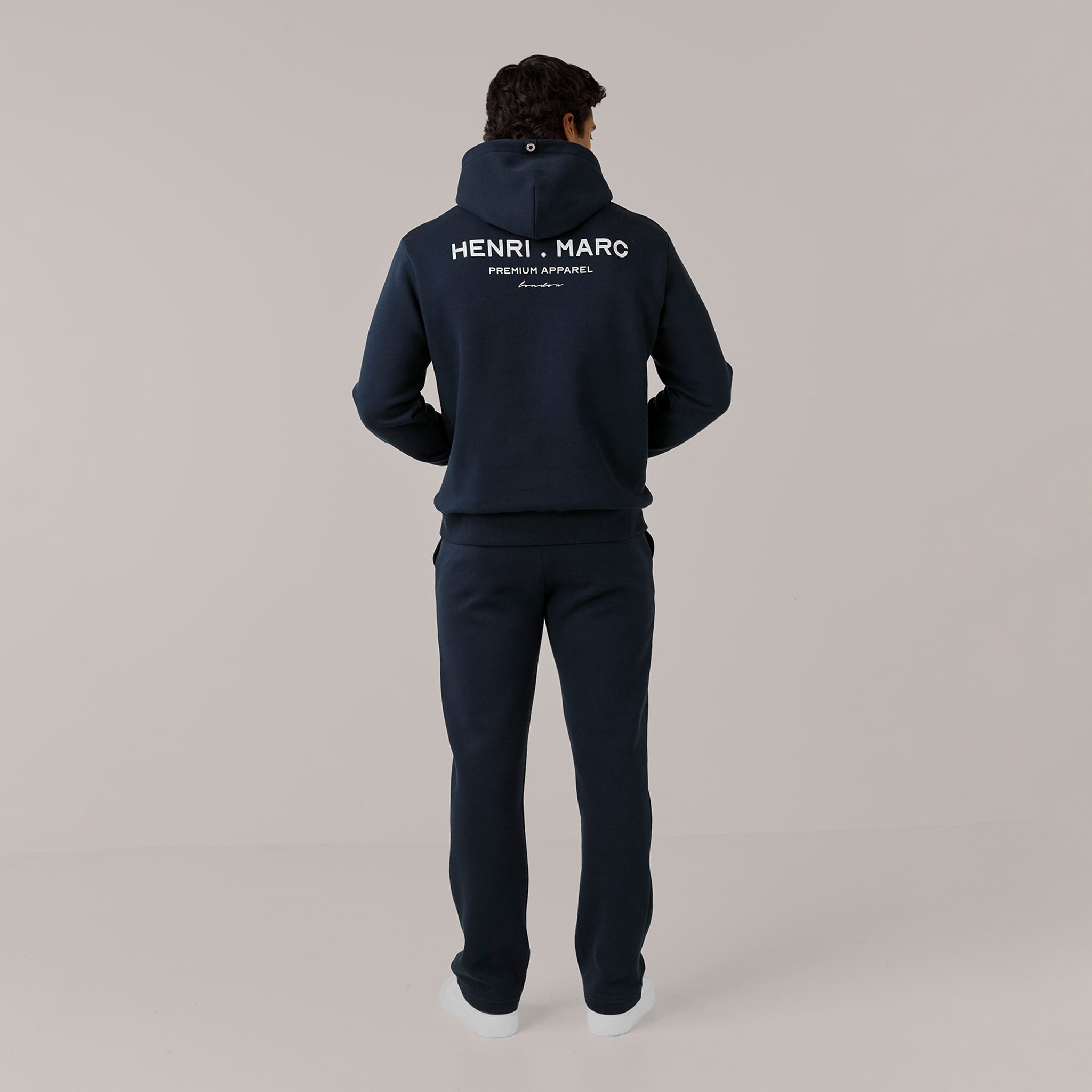 Men's  Navy Fleece Logo Open Hem Tracksuit  Henri. Marc & Co  Front View