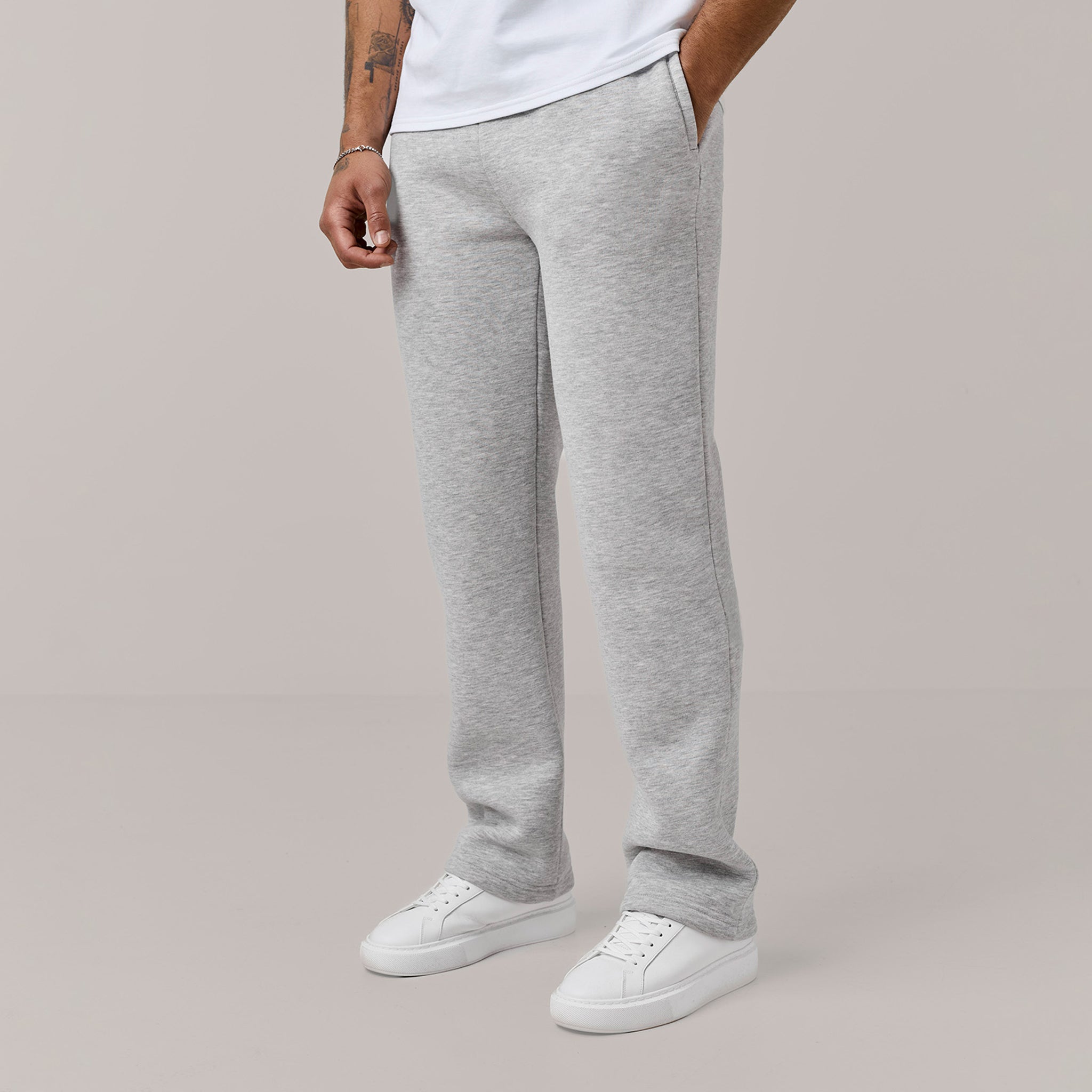 Men's  Grey Marl Straight Leg Open Hem Jogger  Henri. Marc & Co  Front View