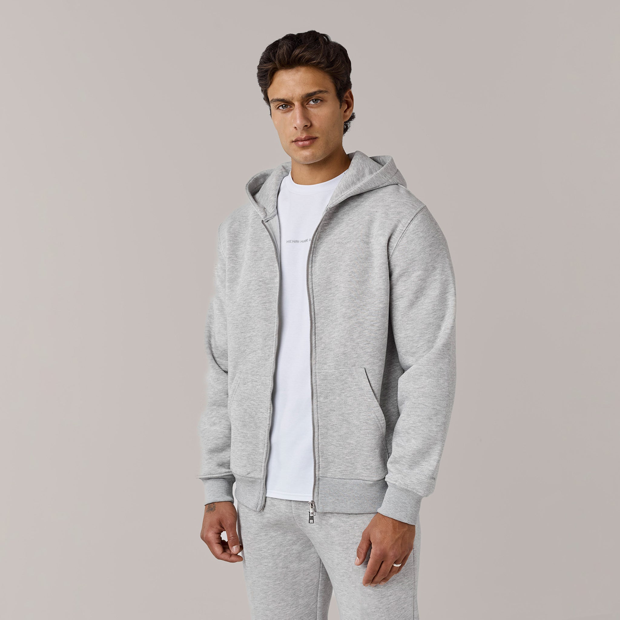 Full Zip Open Hem Tracksuit | Grey Marl