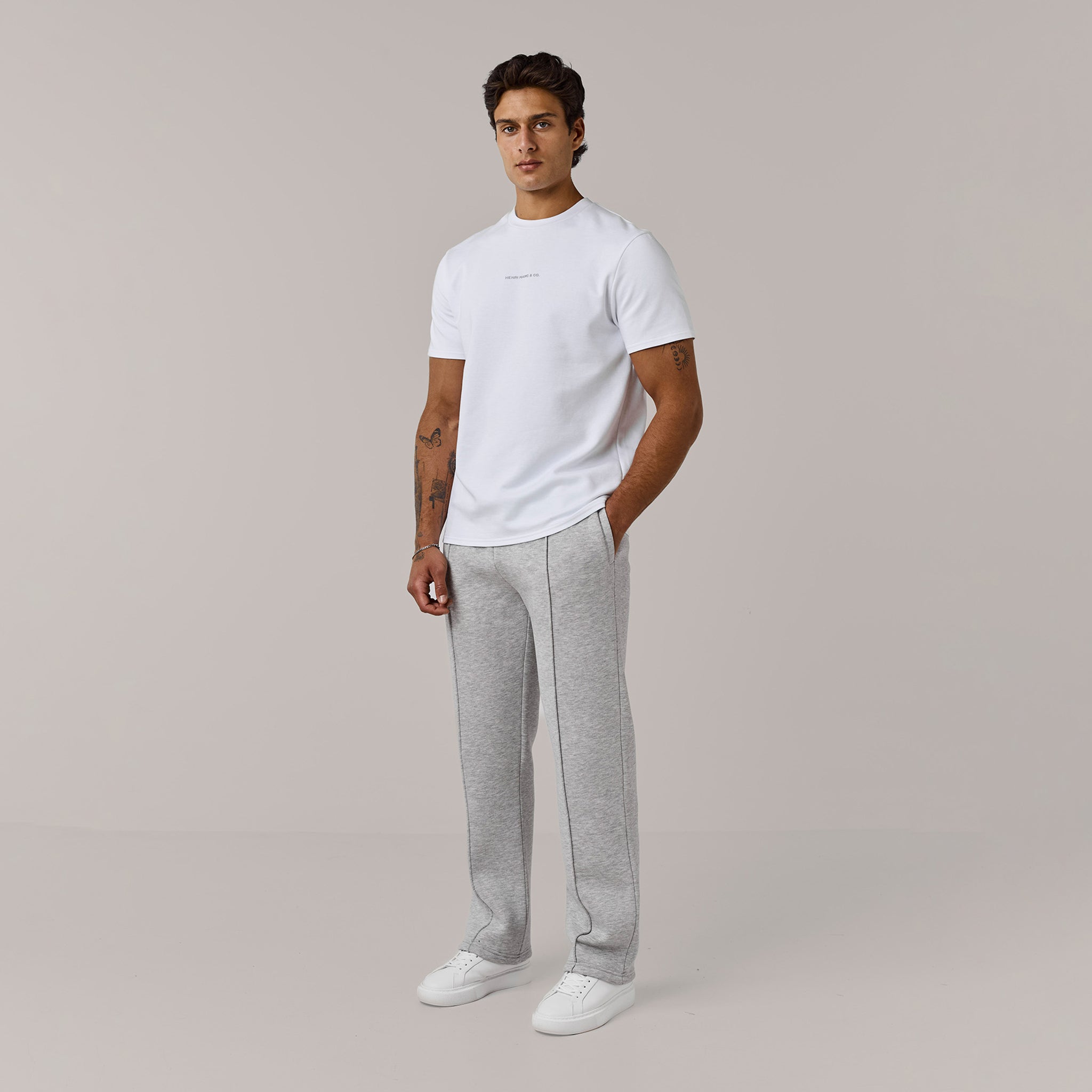 Pleated Open Hem Jogger | Grey Marl
