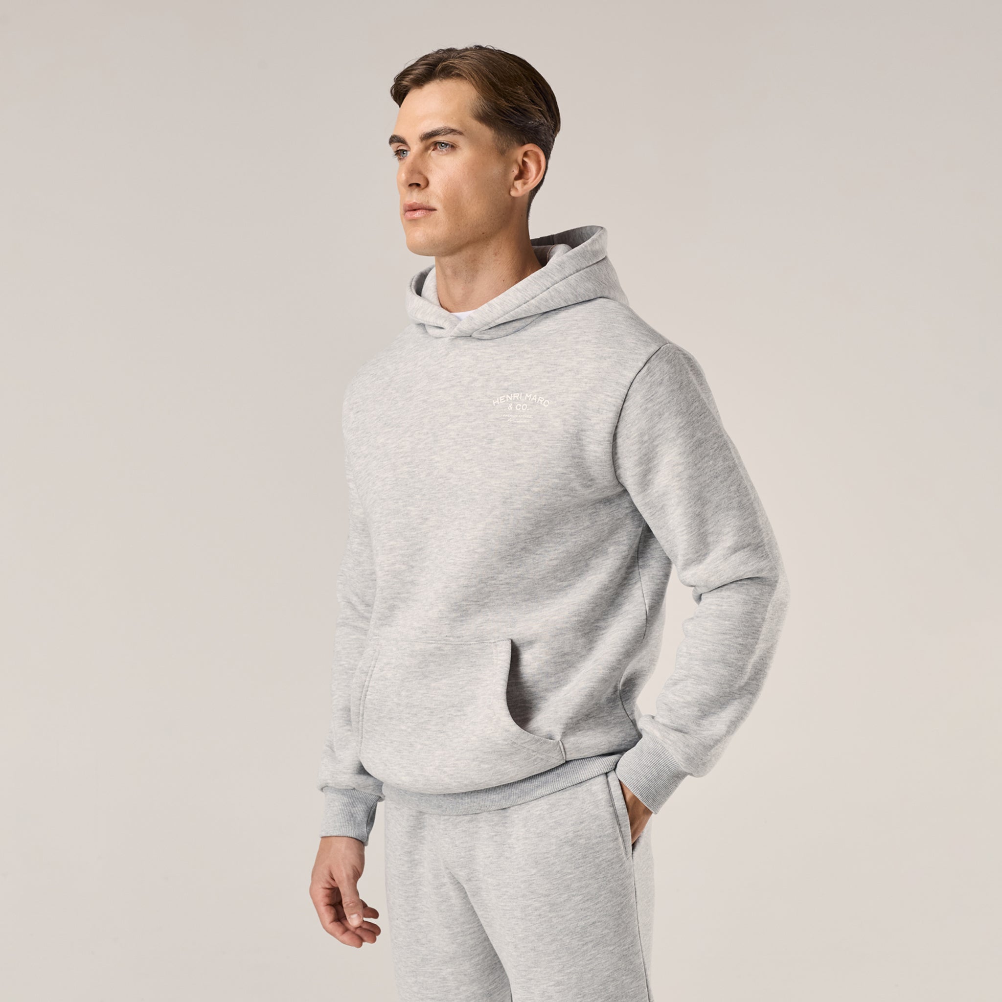 Premium Arch Logo Hoodie | Grey Marl