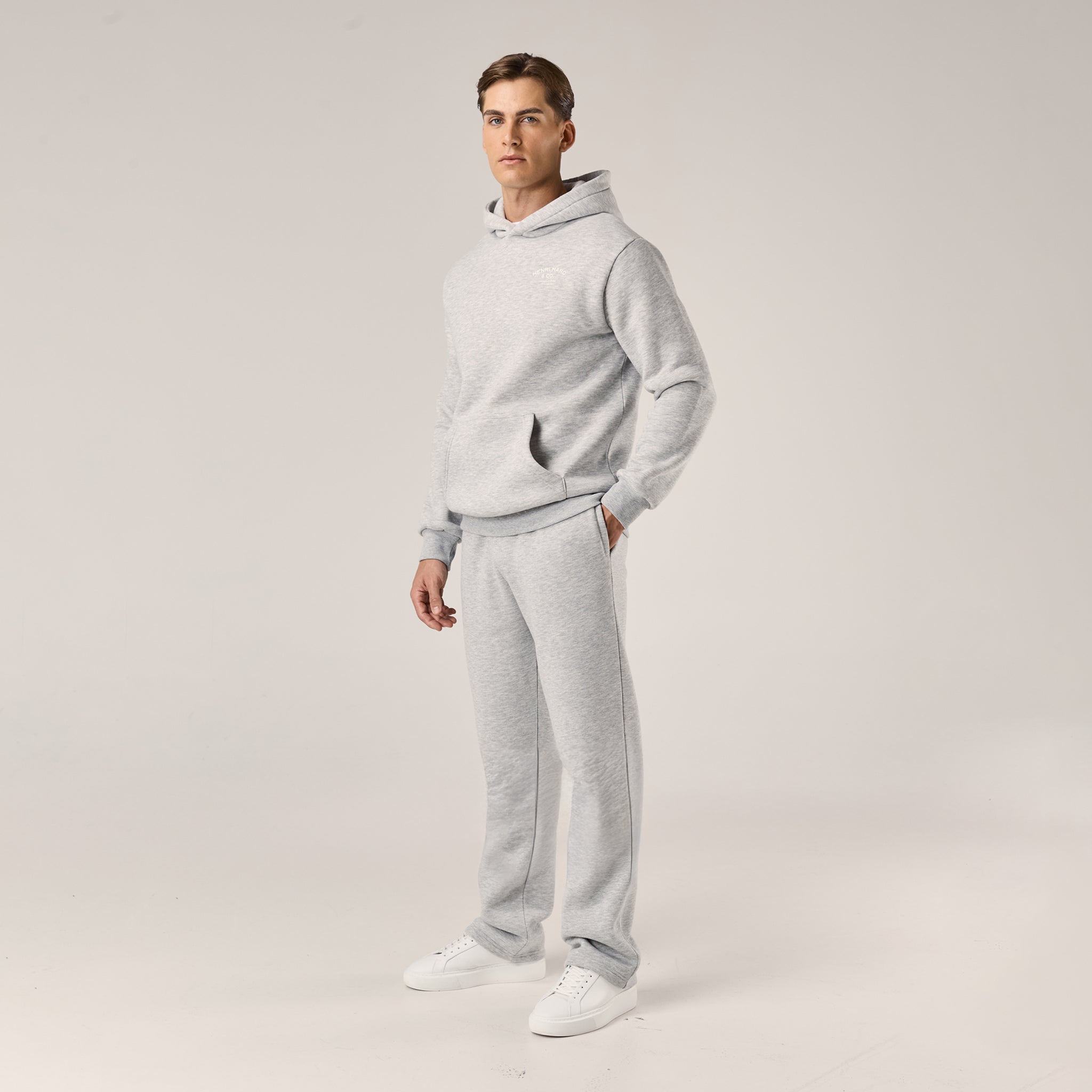 Premium Arch Logo Open Hem Tracksuit | Grey Marl