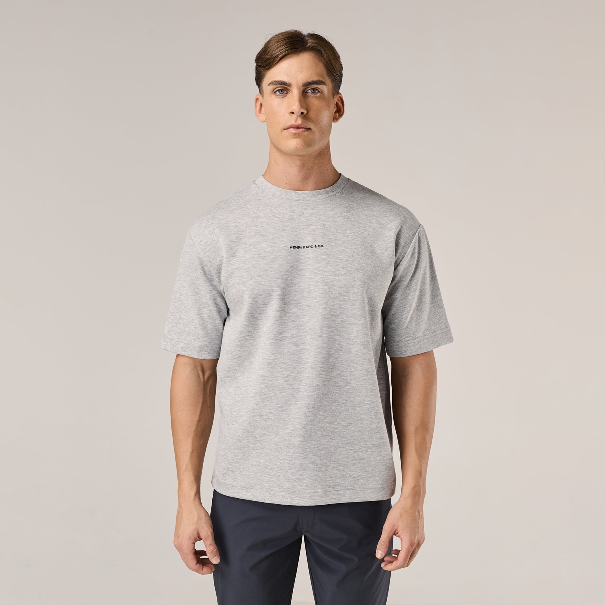 Premium Logo Box Fit T-Shirt | Grey Marl