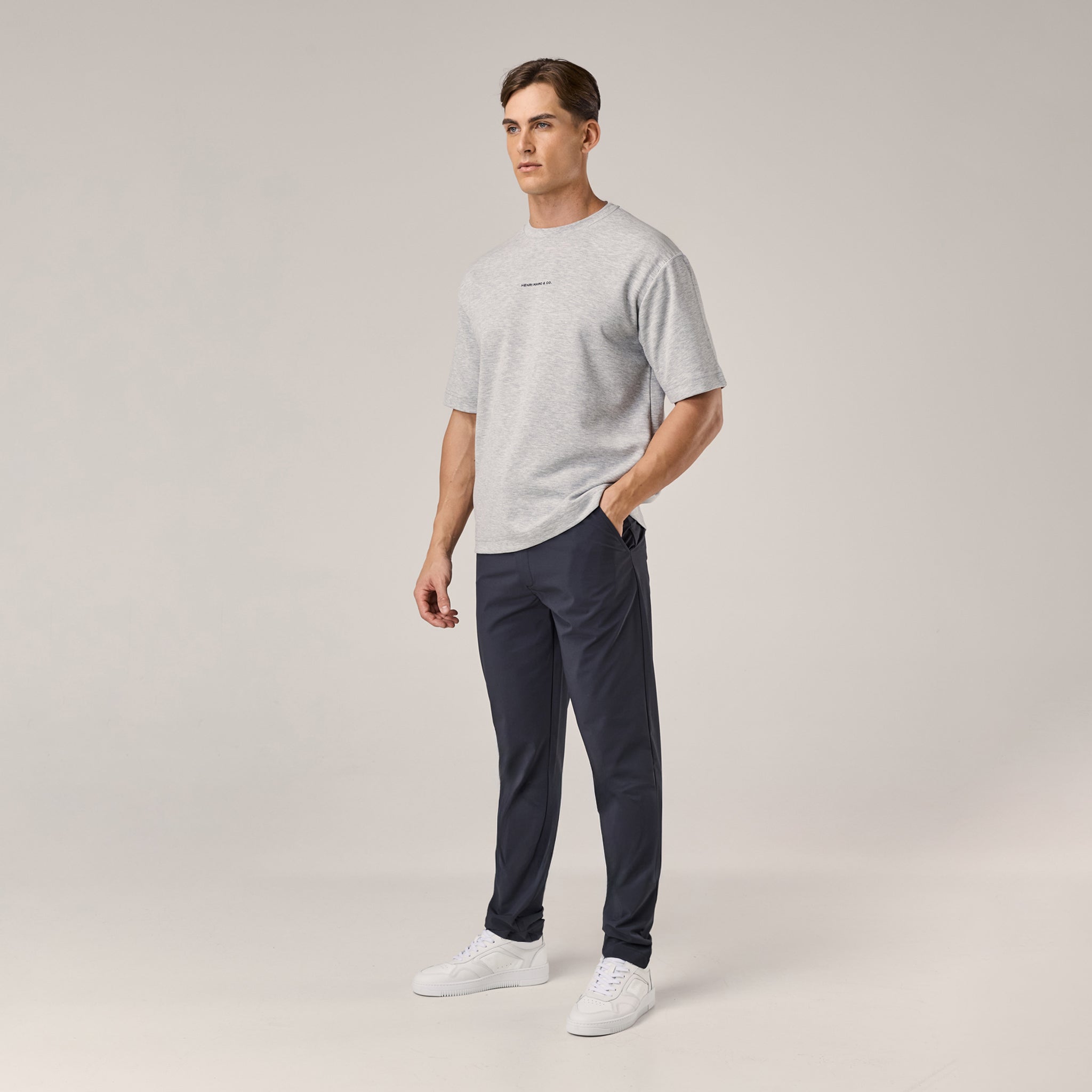 Premium Logo Box Fit T-Shirt | Grey Marl