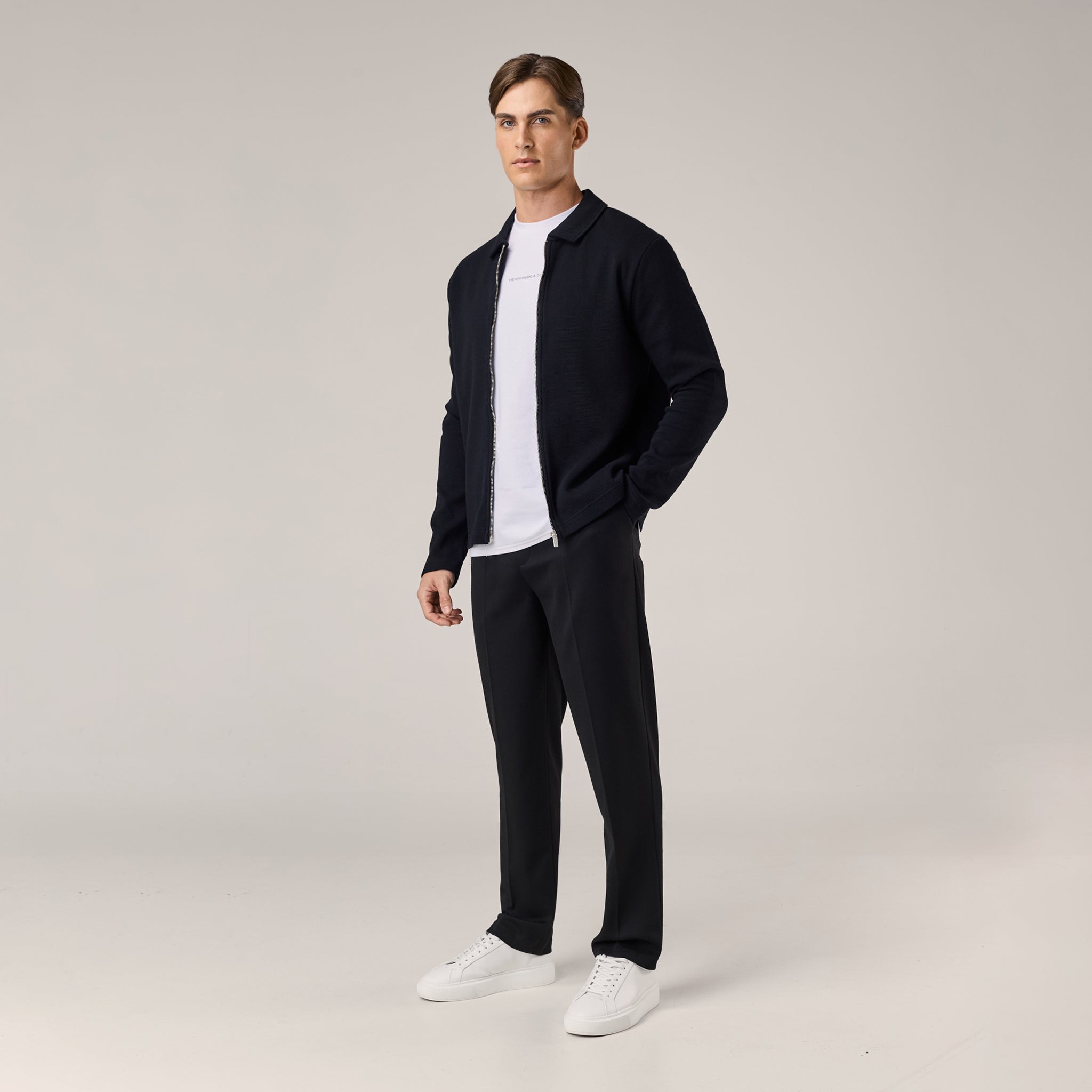 Waffle Zip Overshirt | Black