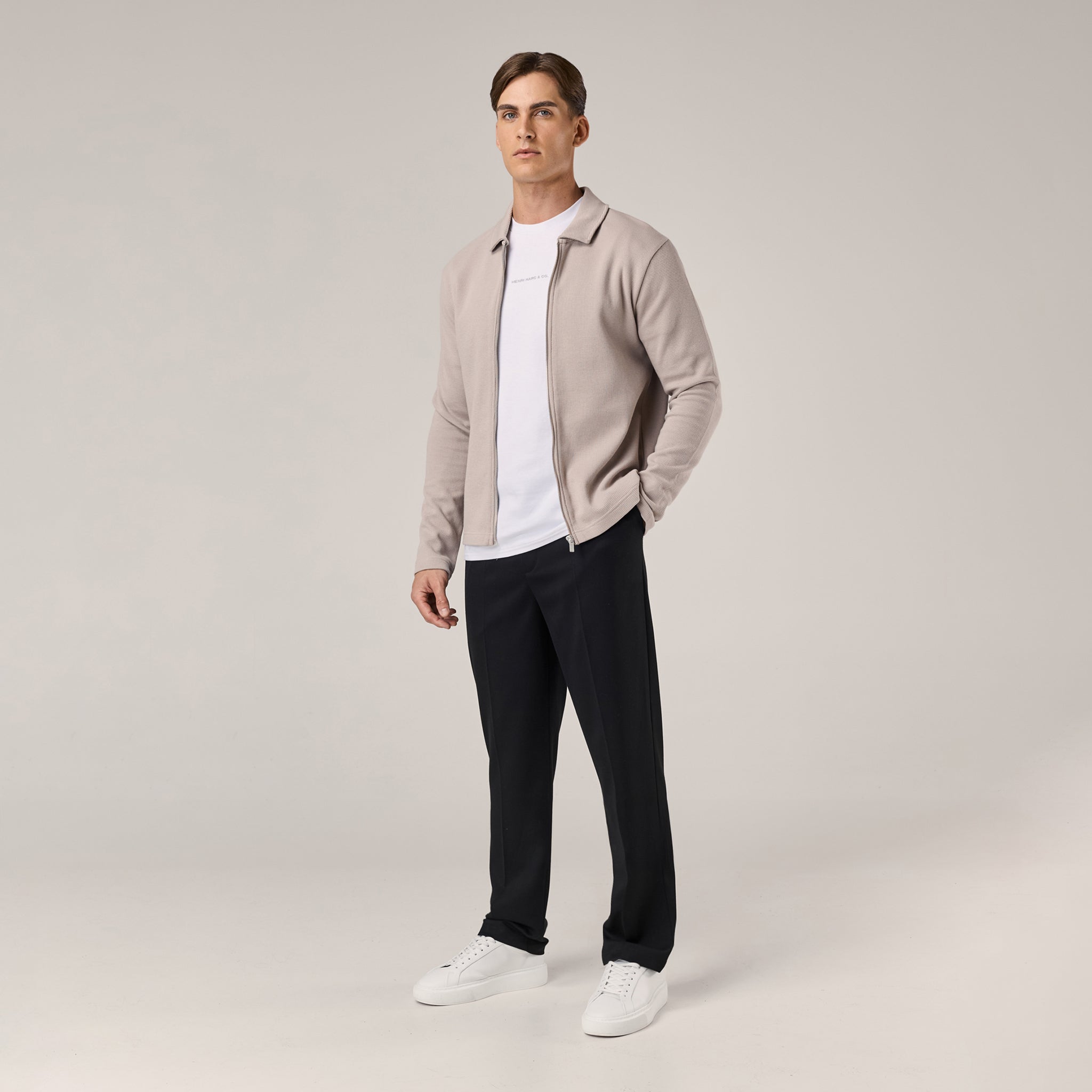 Waffle Zip Overshirt | Stone