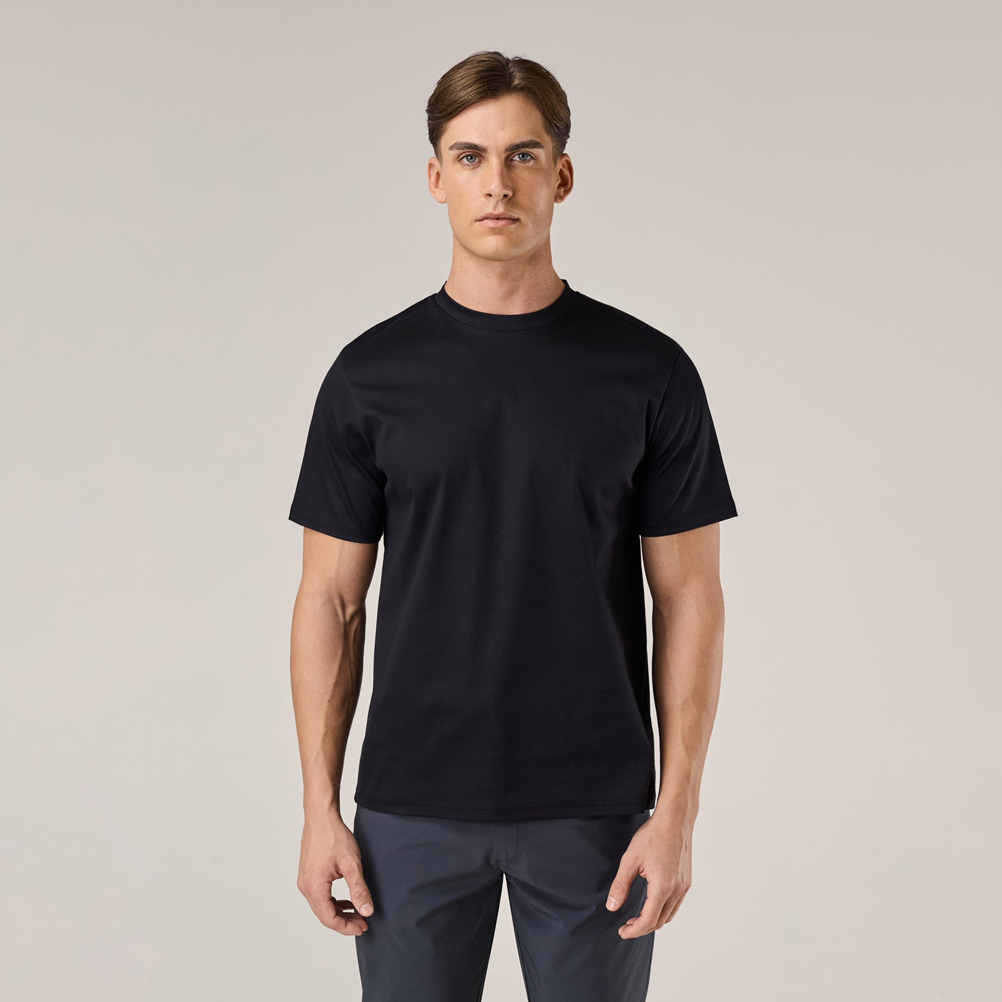 Mercerised Cotton T-Shirt | Black