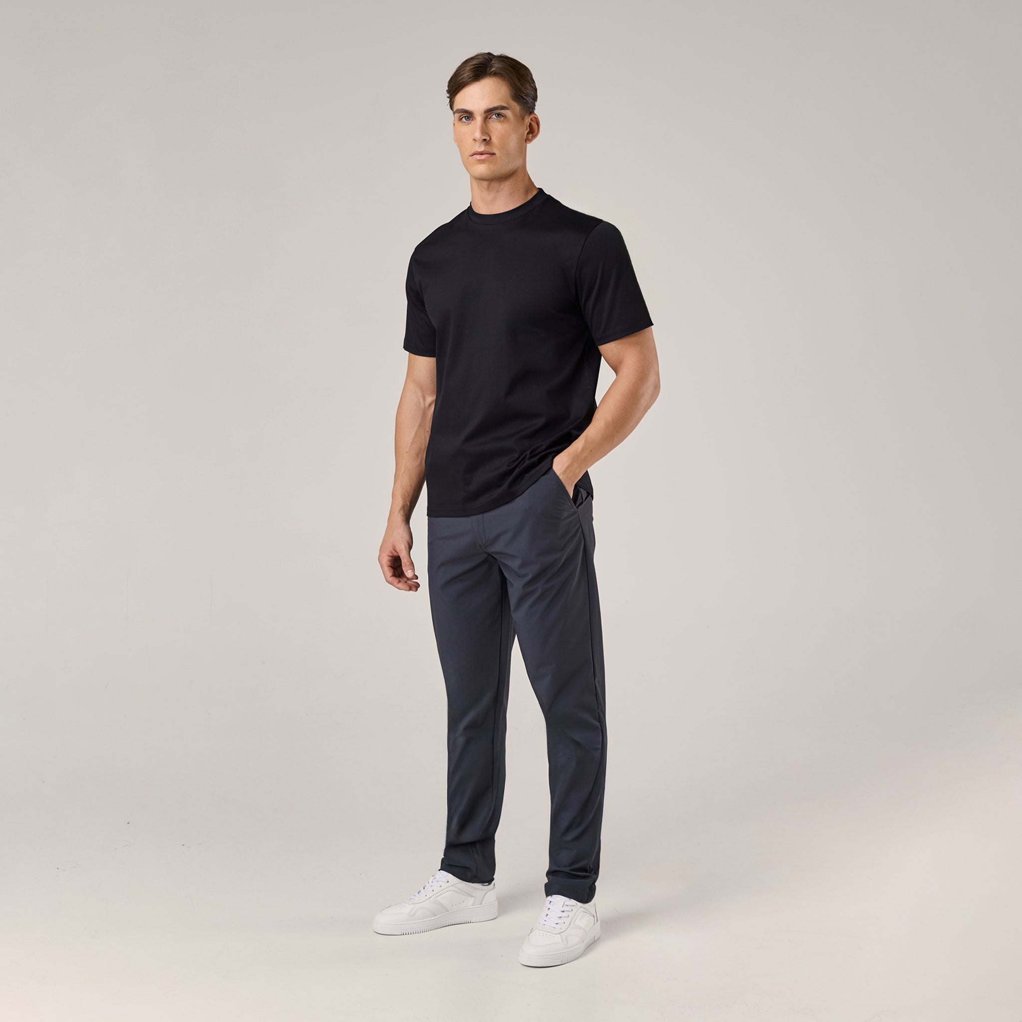 Mercerised Cotton T-Shirt | Black