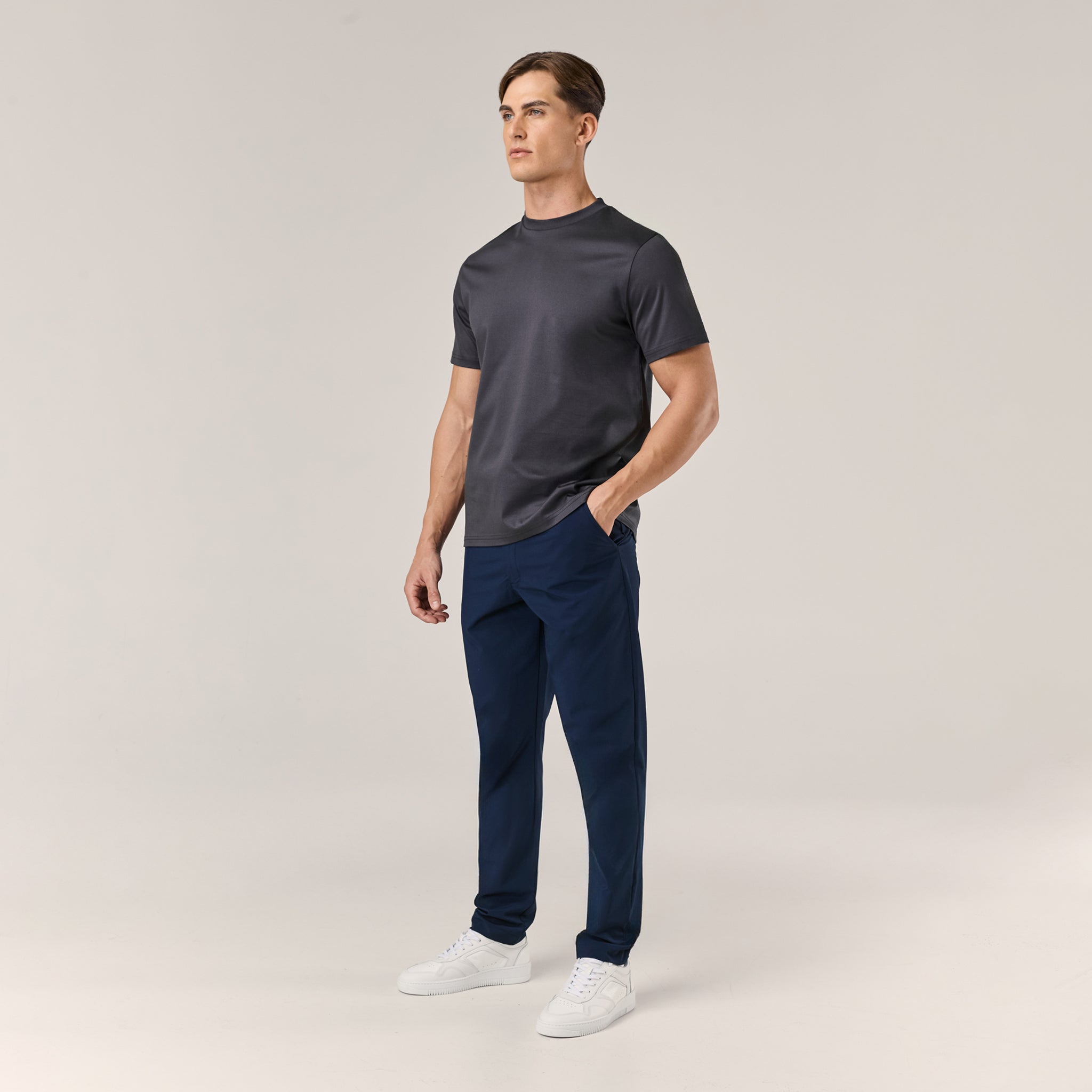 Mercerised Cotton T-Shirt | Charcoal