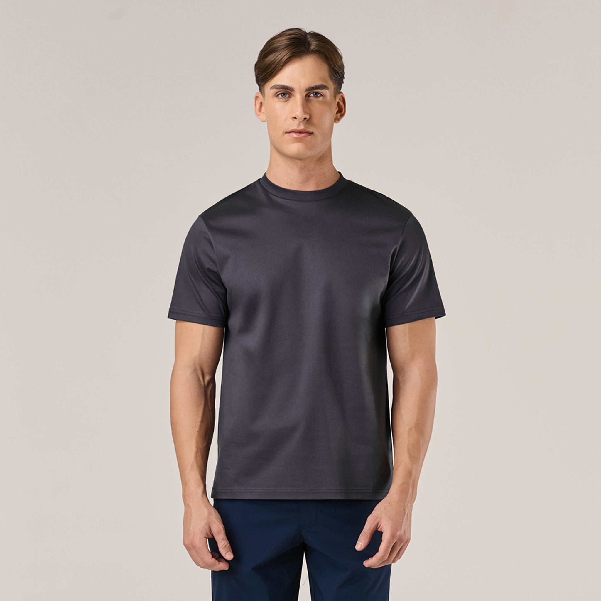 Mercerised Cotton T-Shirt | Charcoal