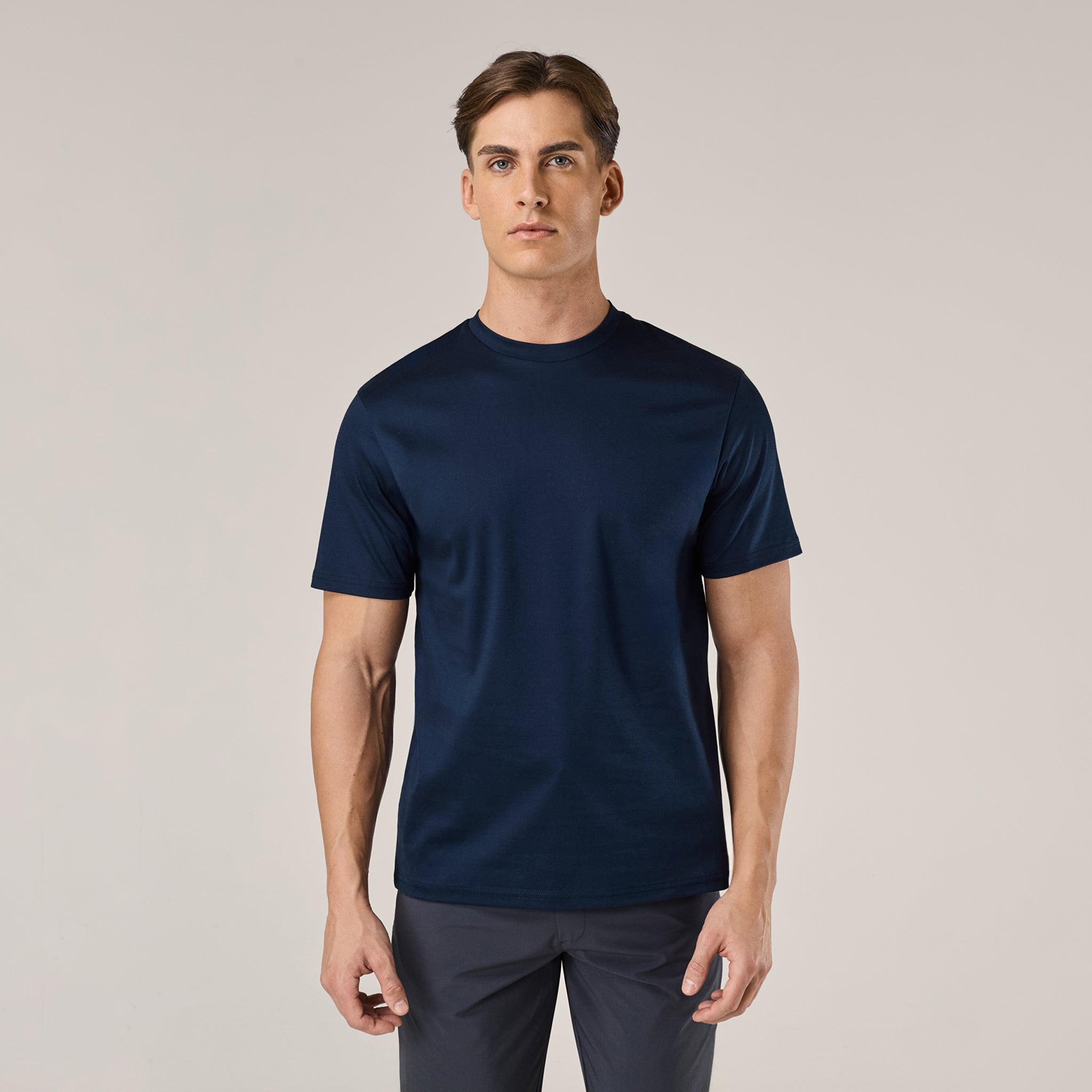 Mercerised Cotton T-Shirt | Navy