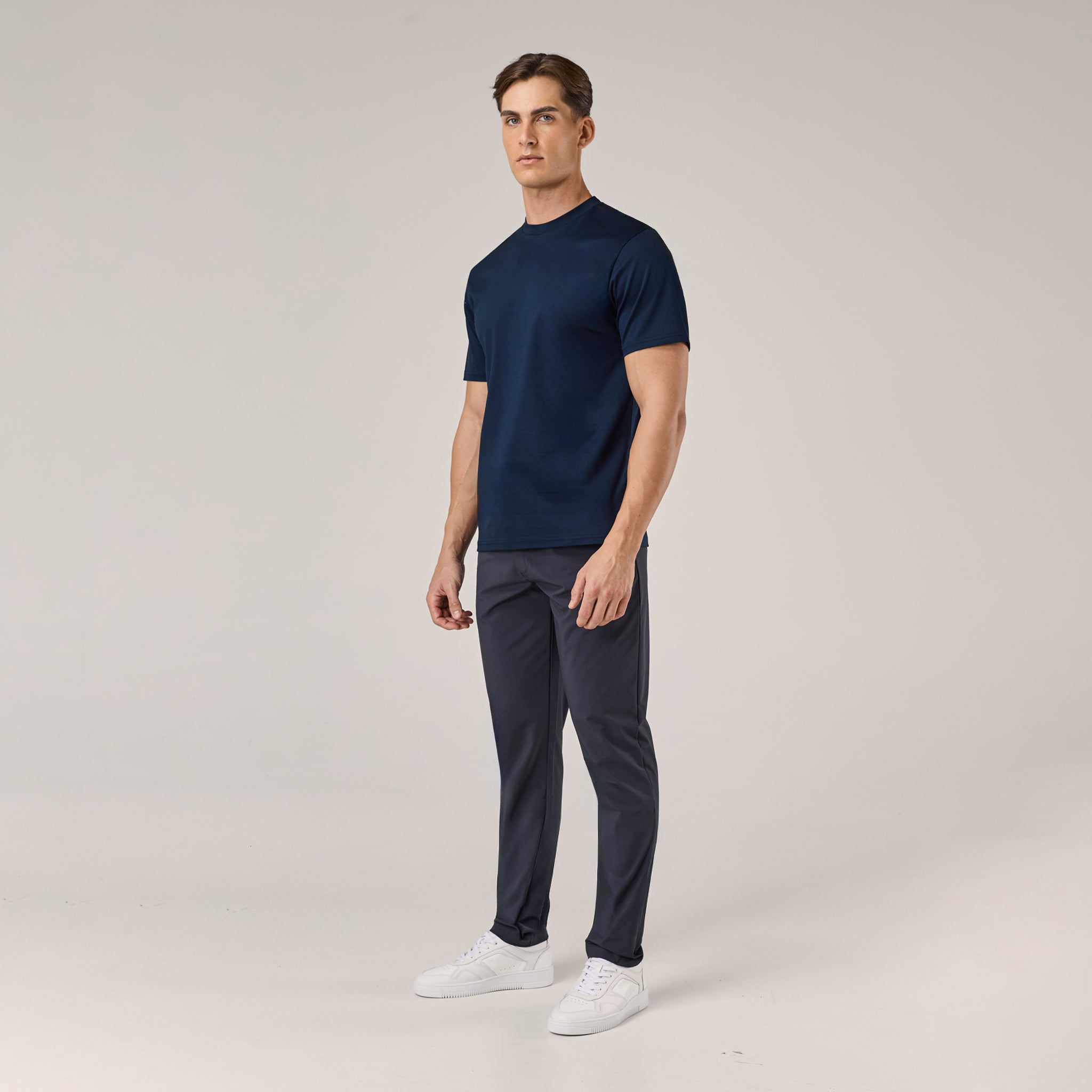 Mercerised Cotton T-Shirt | Navy
