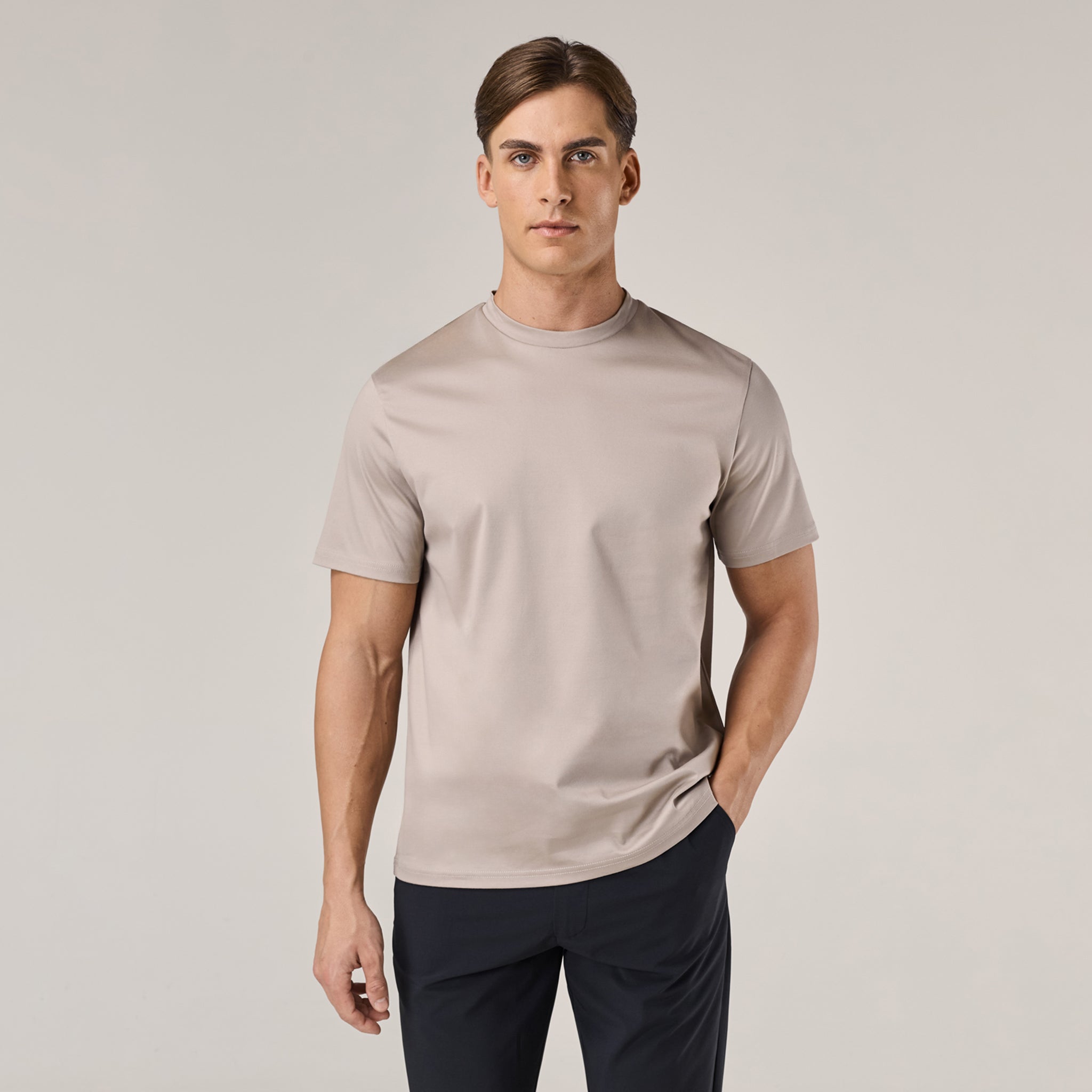 Mercerised Cotton T-Shirt | Stone