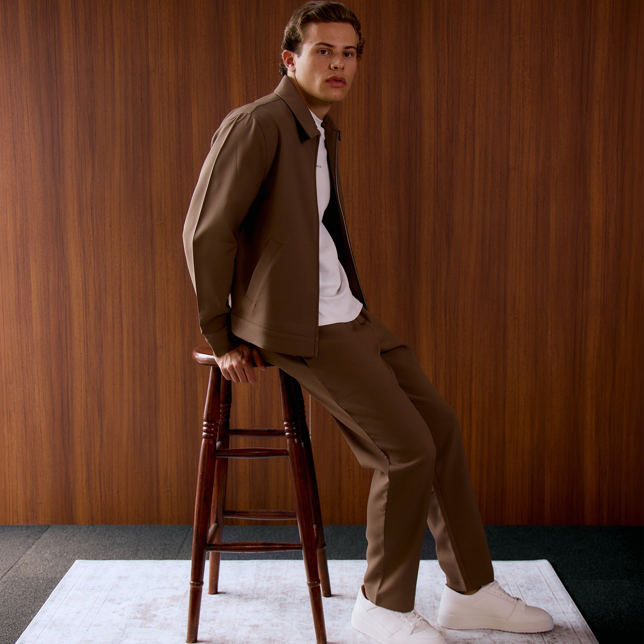 Tailored Full Zip Set | Brown