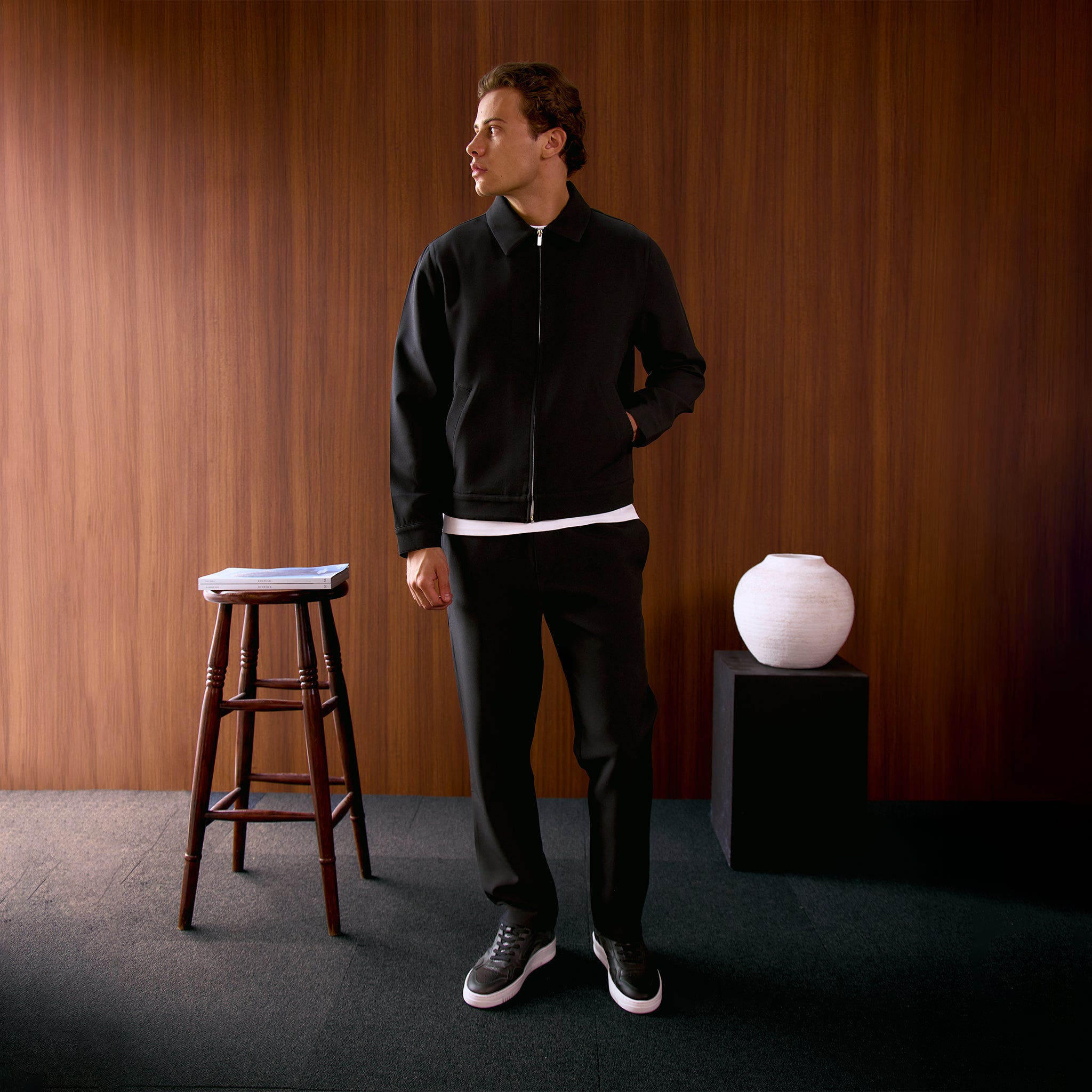 Tailored Full Zip Set | Black