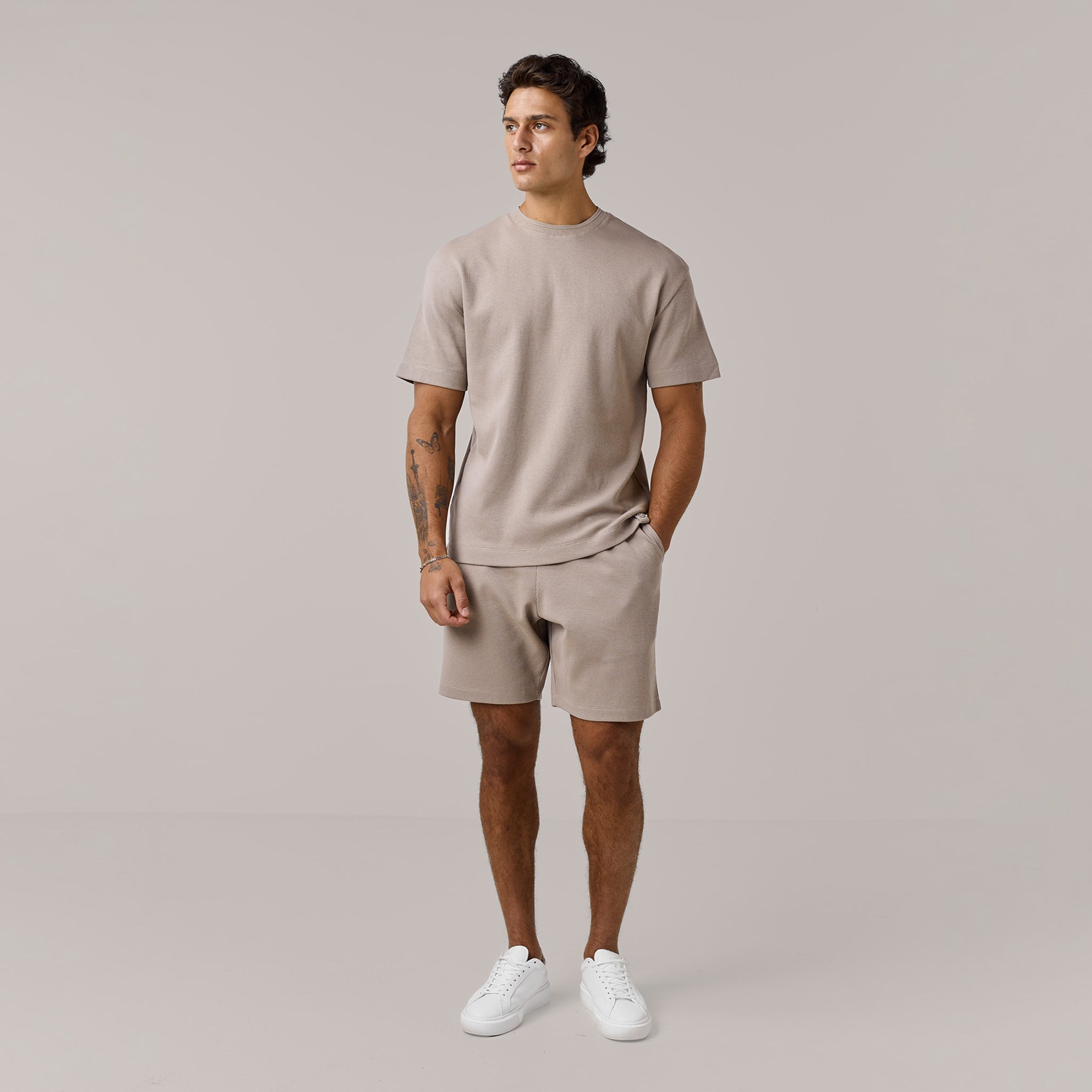 Waffle Twinset | Taupe