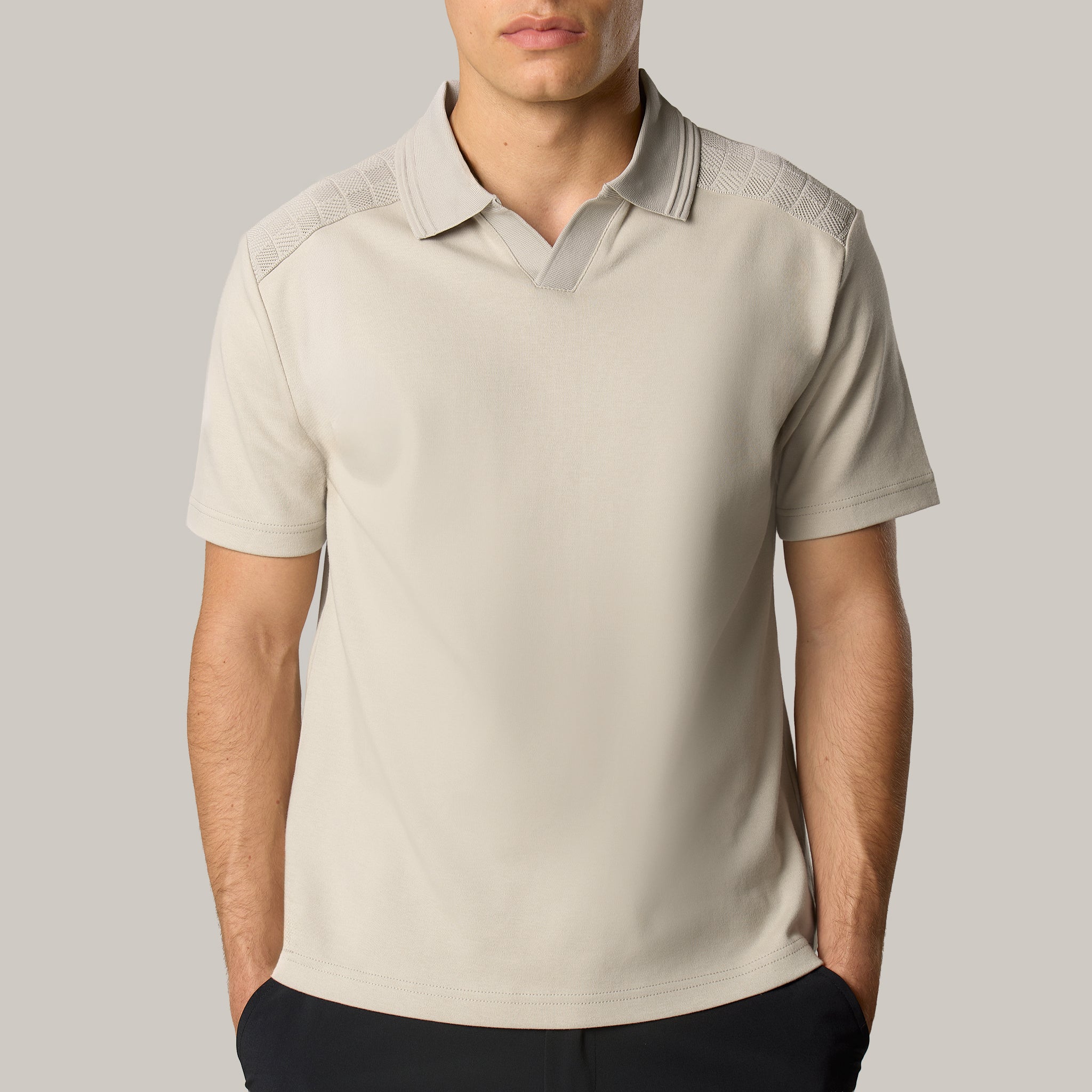 Premium Open Collar Polo | Stone